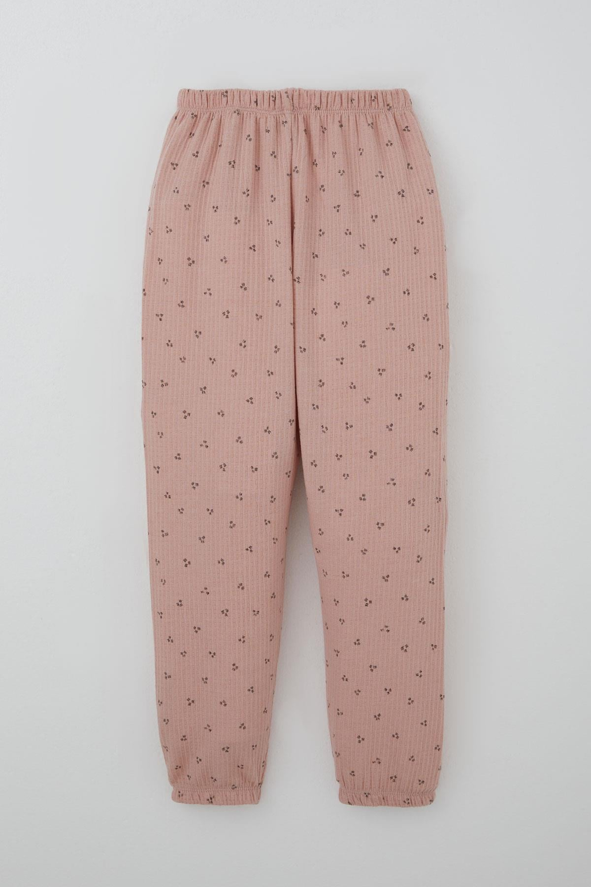 Breeze Kız Çocuk Pijama Takımı Minimal Mini Desenli Gülkurusu (4-5 Yaş)