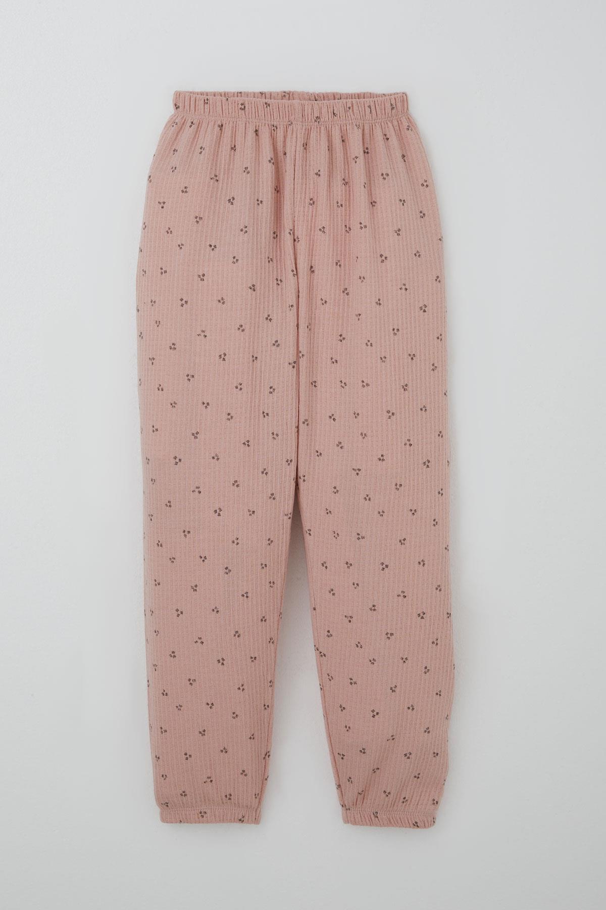 Breeze Kız Çocuk Pijama Takımı Minimal Mini Desenli Gülkurusu (4-8 Yaş)