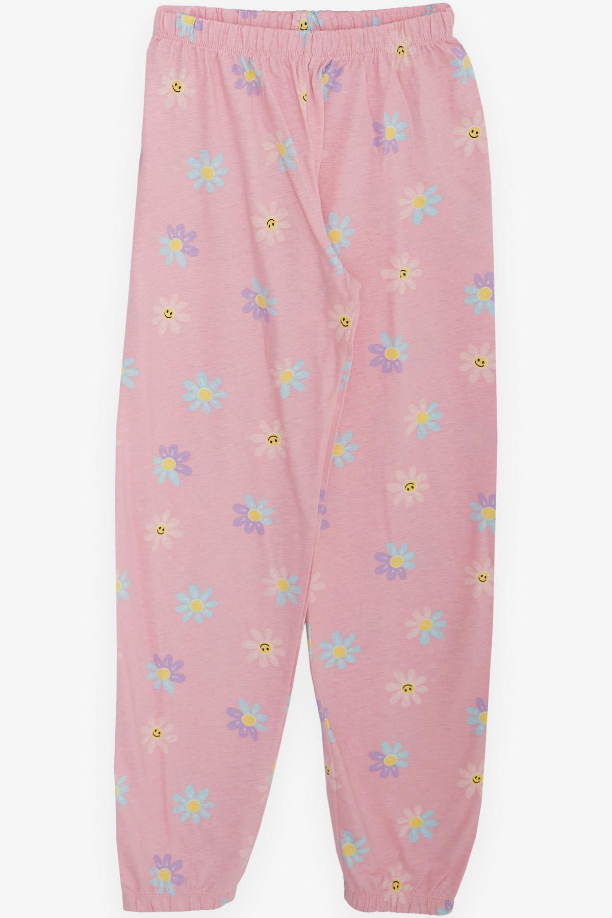 Breeze Kız Çocuk Pijama Takımı Mutlu Papatyalar Desenli Pembe (10-14 Yaş)