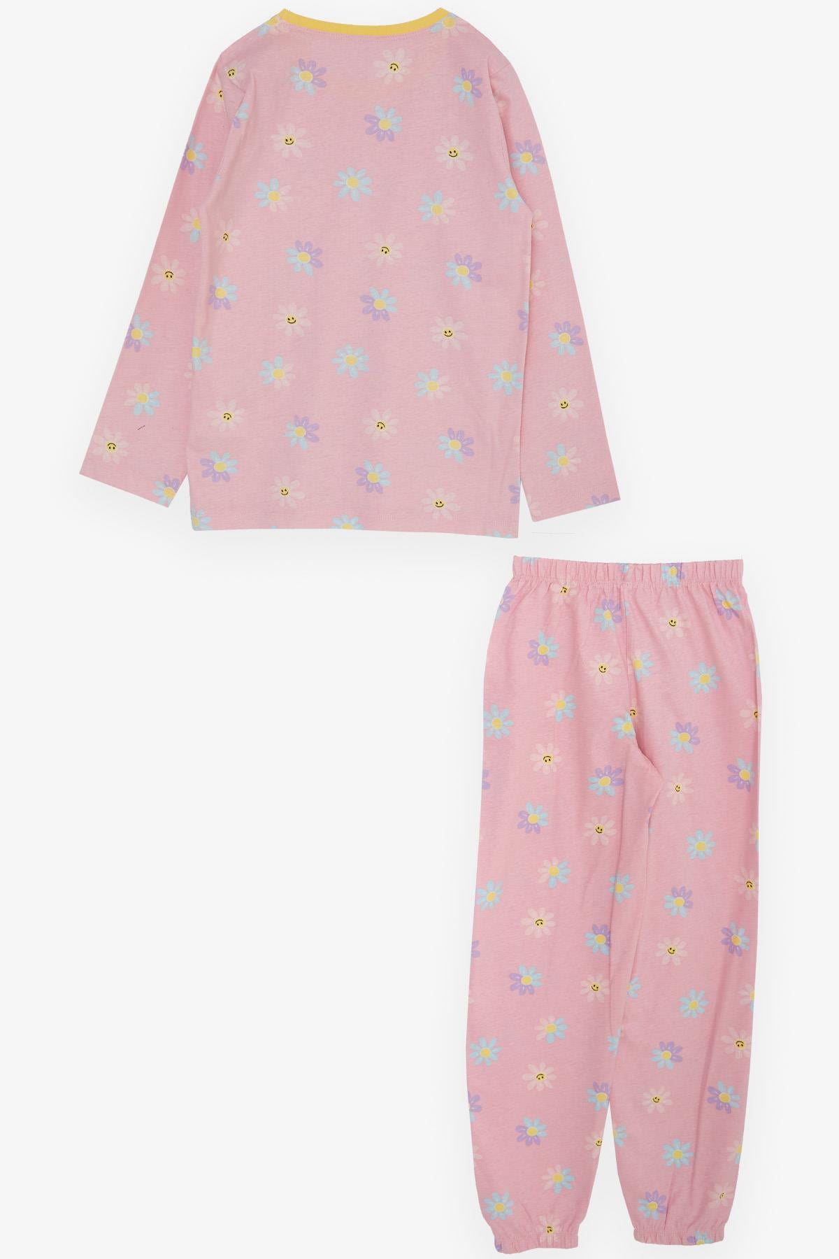 Breeze Kız Çocuk Pijama Takımı Mutlu Papatyalar Desenli Pembe (10-14 Yaş)