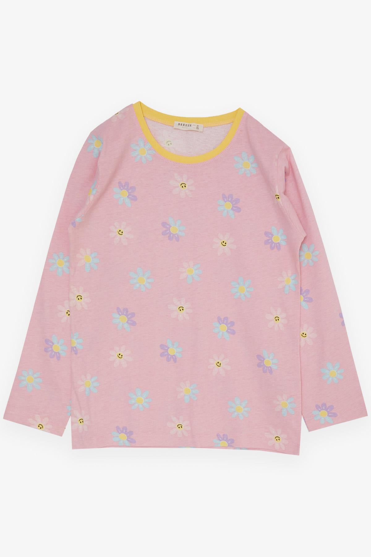 Breeze Kız Çocuk Pijama Takımı Mutlu Papatyalar Desenli Pembe (10-14 Yaş)