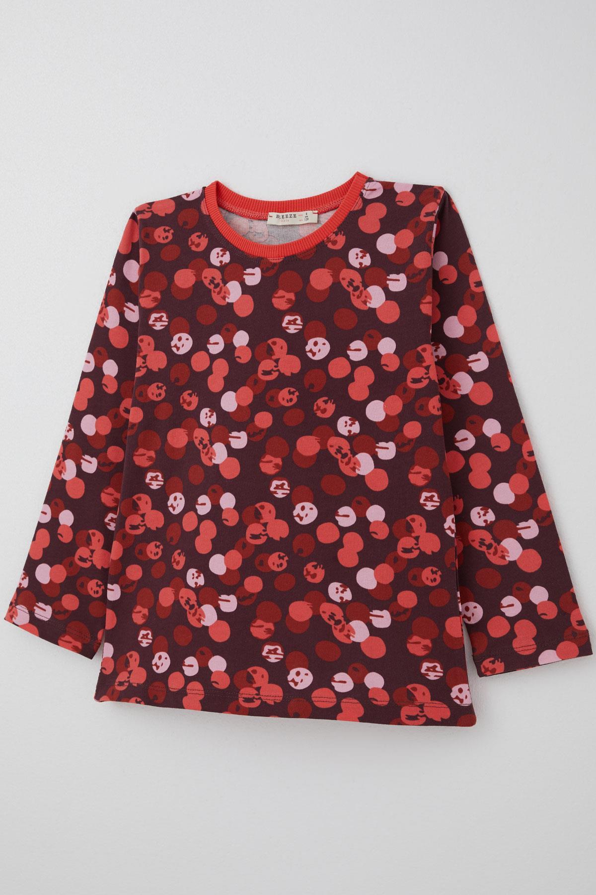 Breeze Kız Çocuk Pijama Takımı Neşeli Benekler Desenli Mürdüm (4-8 Yaş)