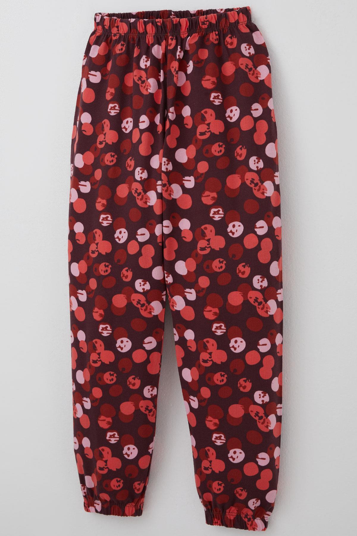 Breeze Kız Çocuk Pijama Takımı Neşeli Benekler Desenli Mürdüm (4-8 Yaş)