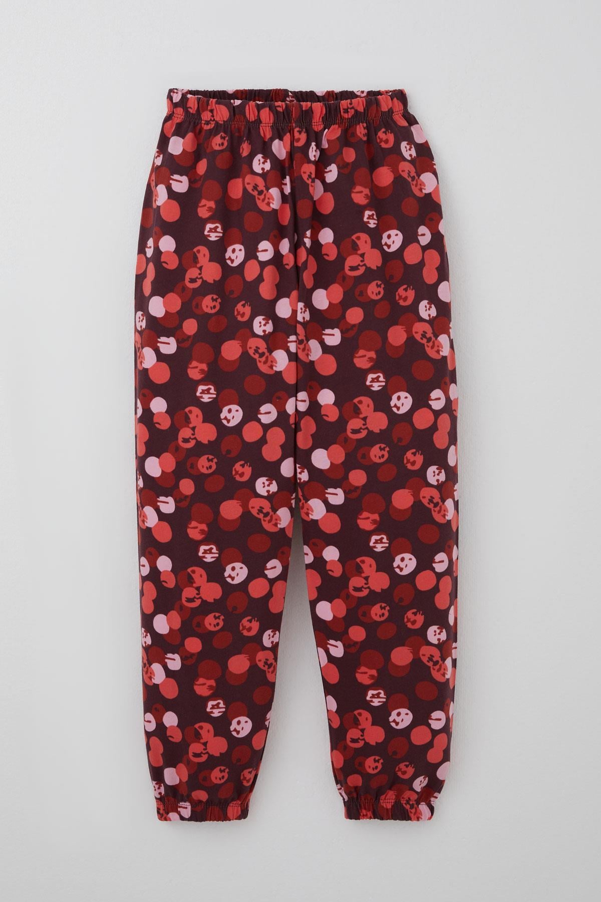 Breeze Kız Çocuk Pijama Takımı Neşeli Benekler Desenli Mürdüm (4-8 Yaş)