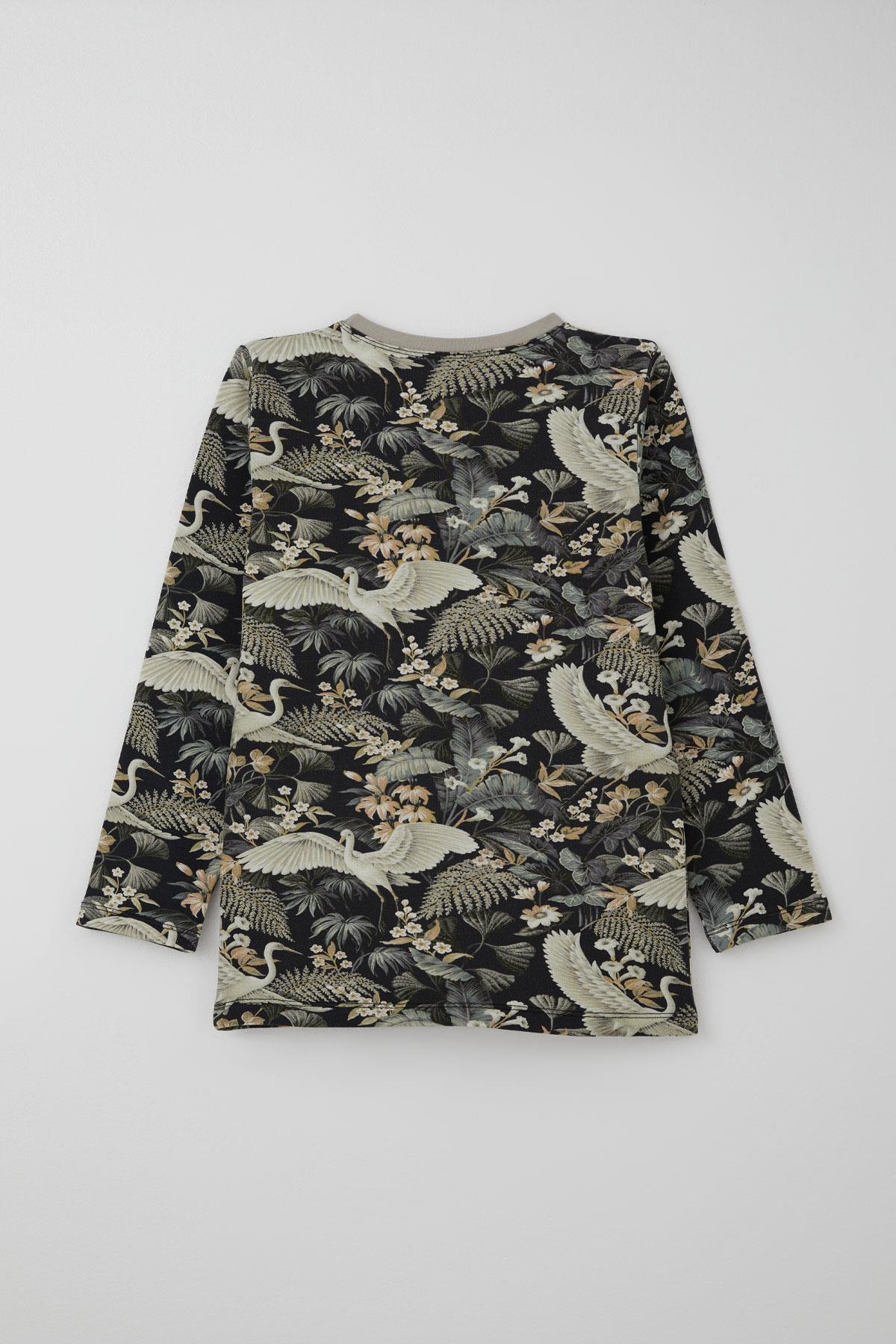 Breeze Kız Çocuk Pijama Takımı Orman Temalı Leylek Desenli Karışık Renk (4-8 Yaş)