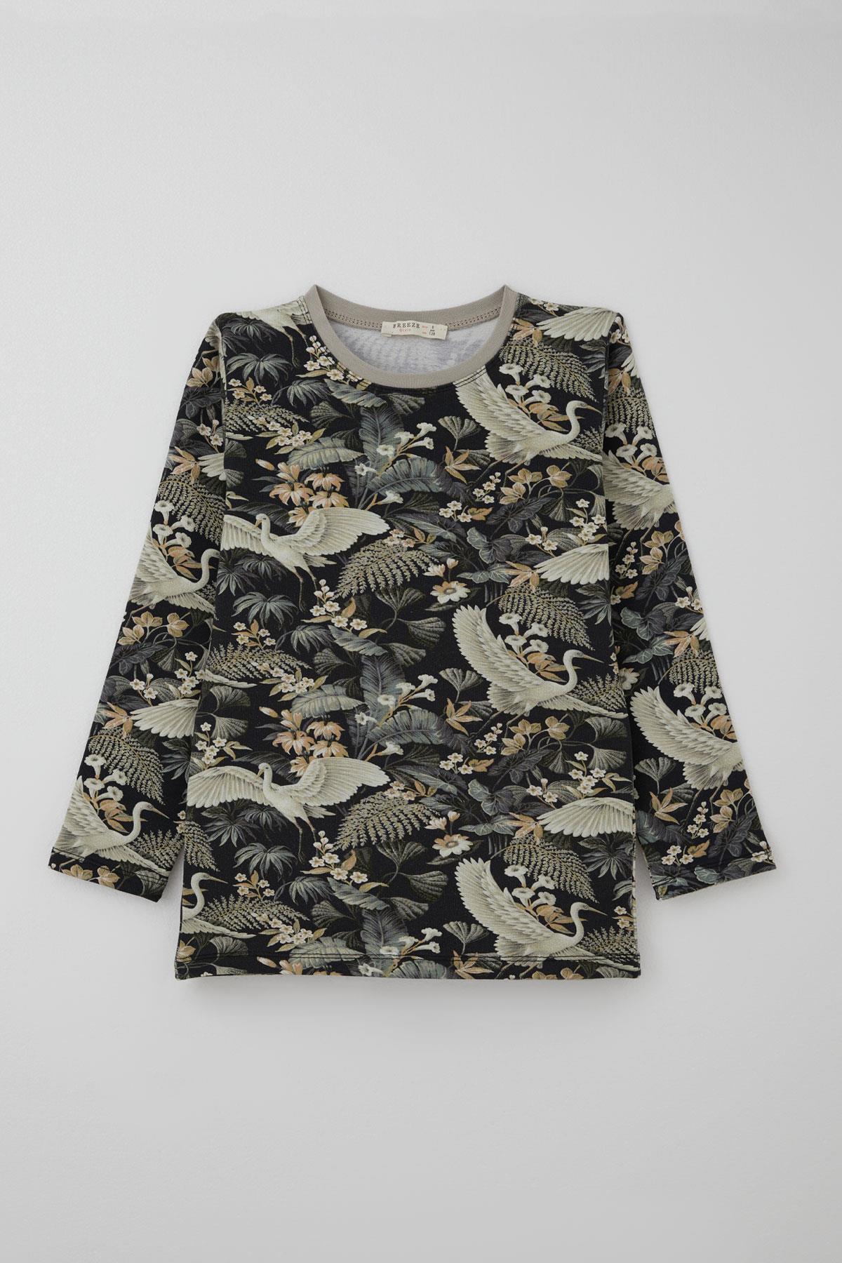 Breeze Kız Çocuk Pijama Takımı Orman Temalı Leylek Desenli Karışık Renk (4-8 Yaş)