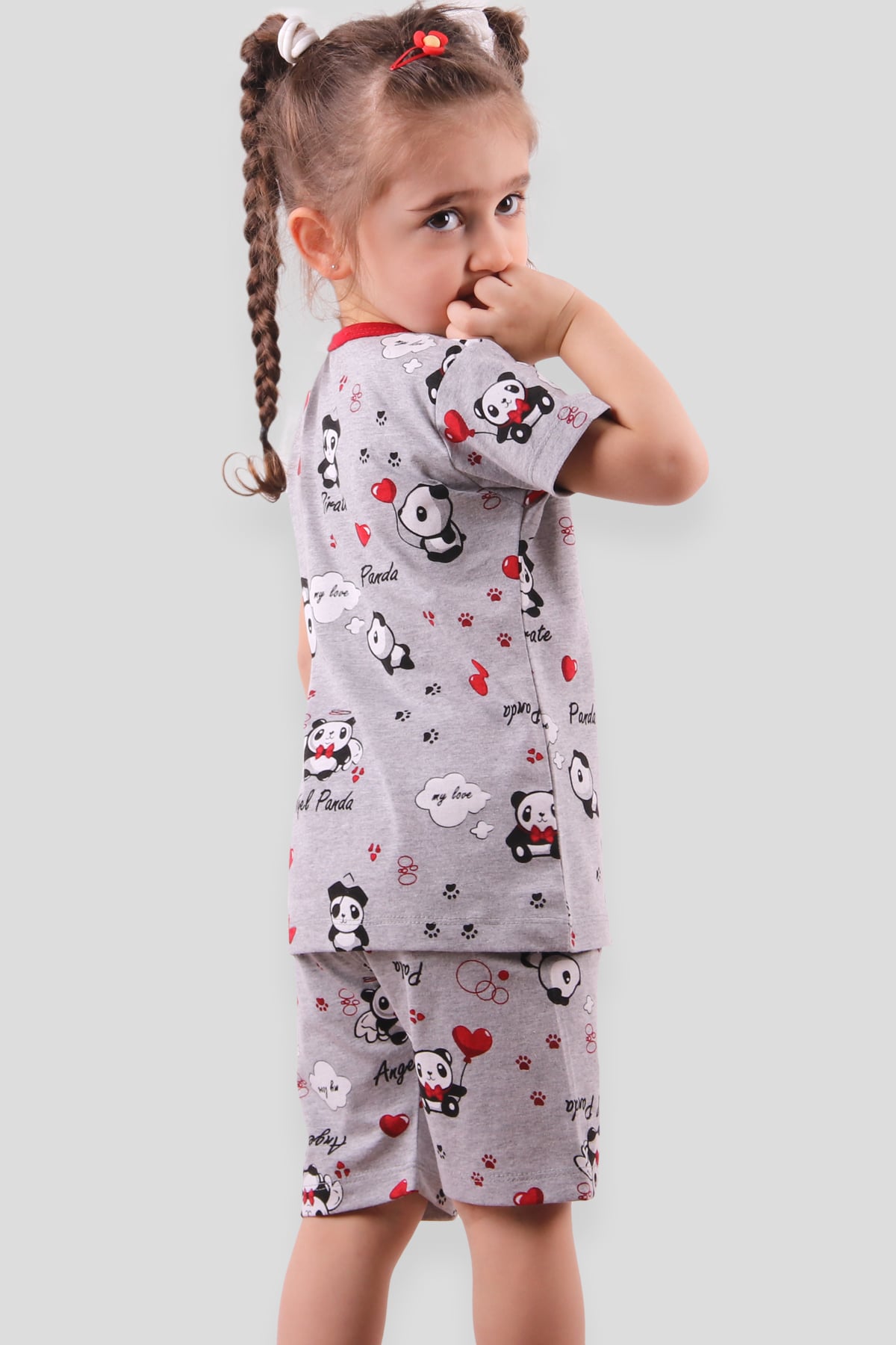 Breeze Kız Çocuk Pijama Takımı Pandalı Gri (1-4 Yaş)