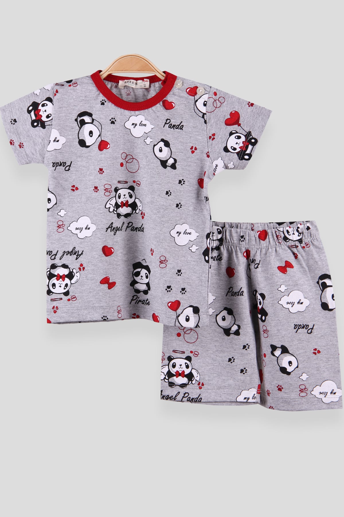 Breeze Kız Çocuk Pijama Takımı Pandalı Gri (1-4 Yaş)