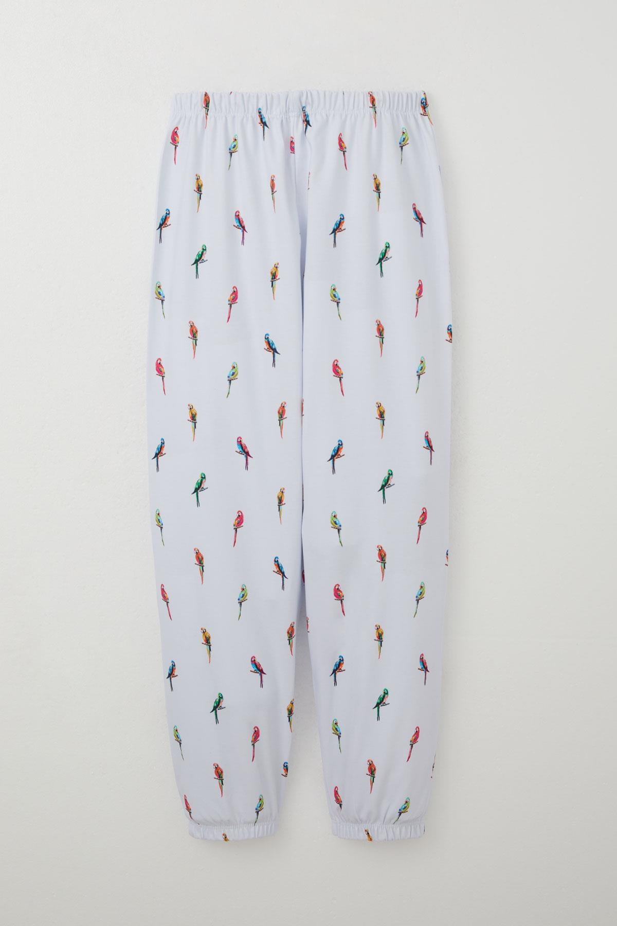 Breeze Kız Çocuk Pijama Takımı Papağan Neşesi Beyaz (9-12 Yaş)