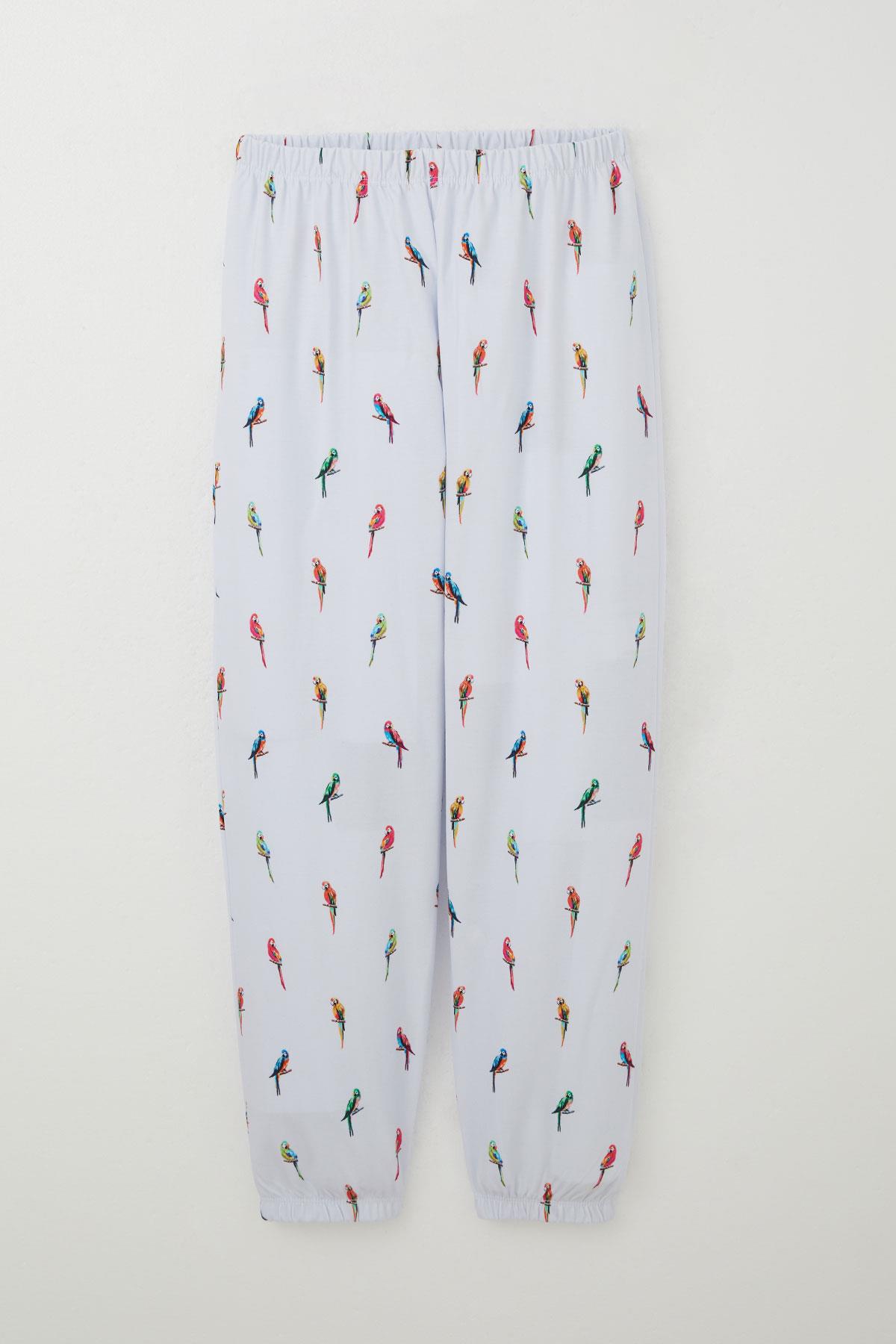 Breeze Kız Çocuk Pijama Takımı Papağan Neşesi Beyaz (9-12 Yaş)