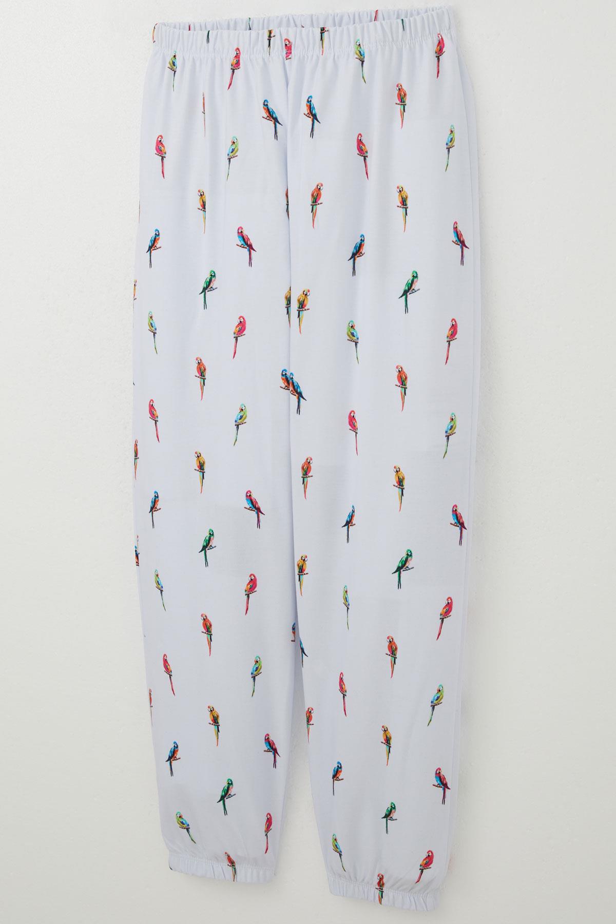 Breeze Kız Çocuk Pijama Takımı Papağan Neşesi Beyaz (9-12 Yaş)