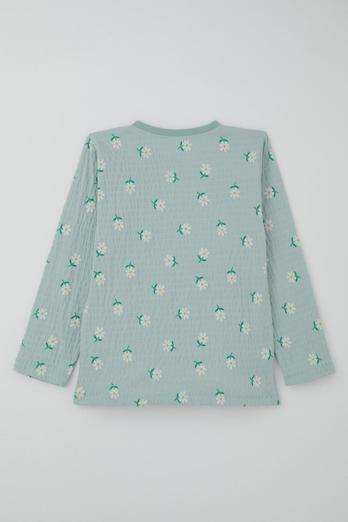 Breeze Kız Çocuk Pijama Takımı Papatya Desenli Su Yeşili (4-5 Yaş)