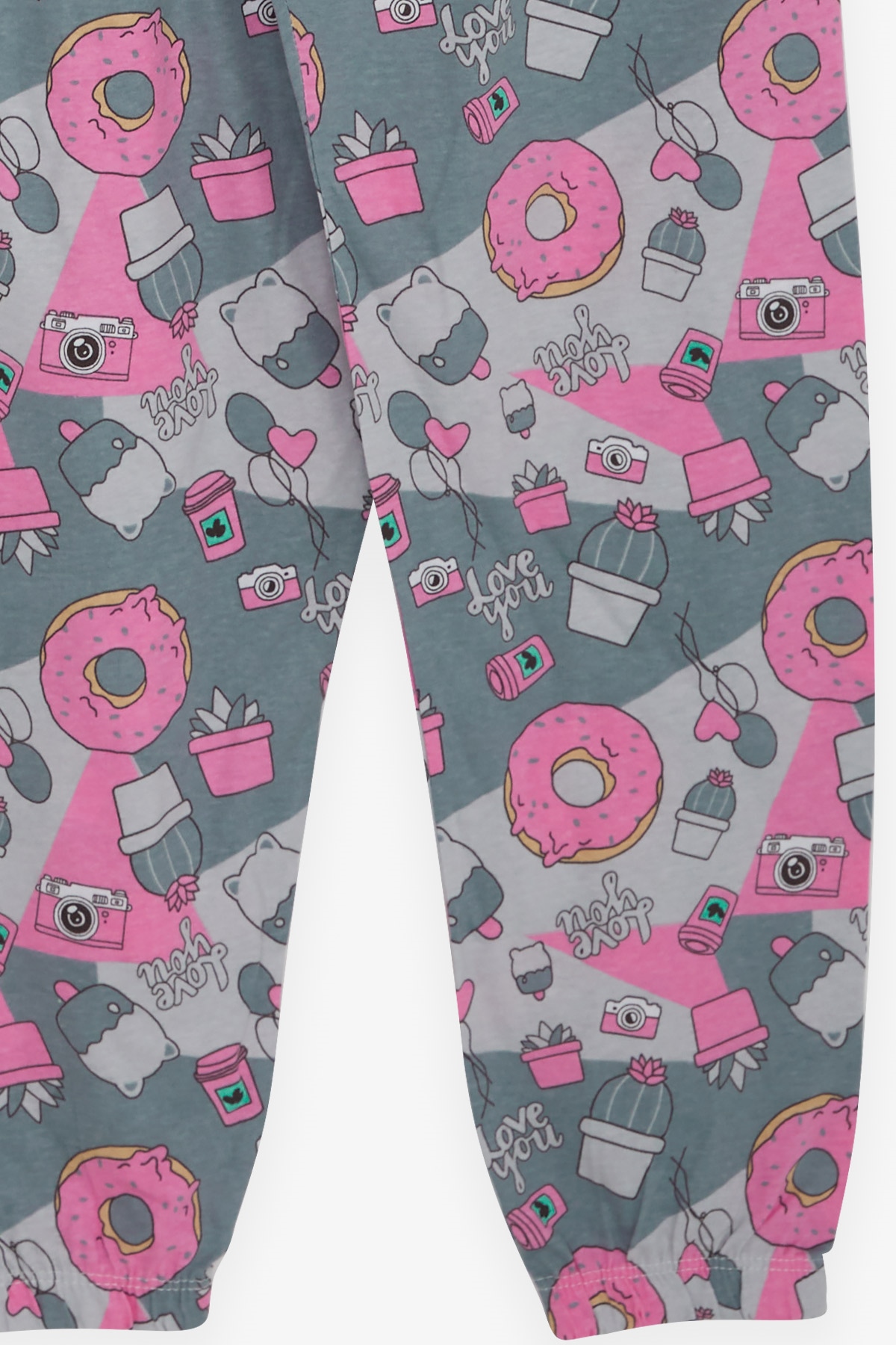 Breeze Kız Çocuk Pijama Takımı Parti Temalı Açık Gri (4-8 Yaş)
