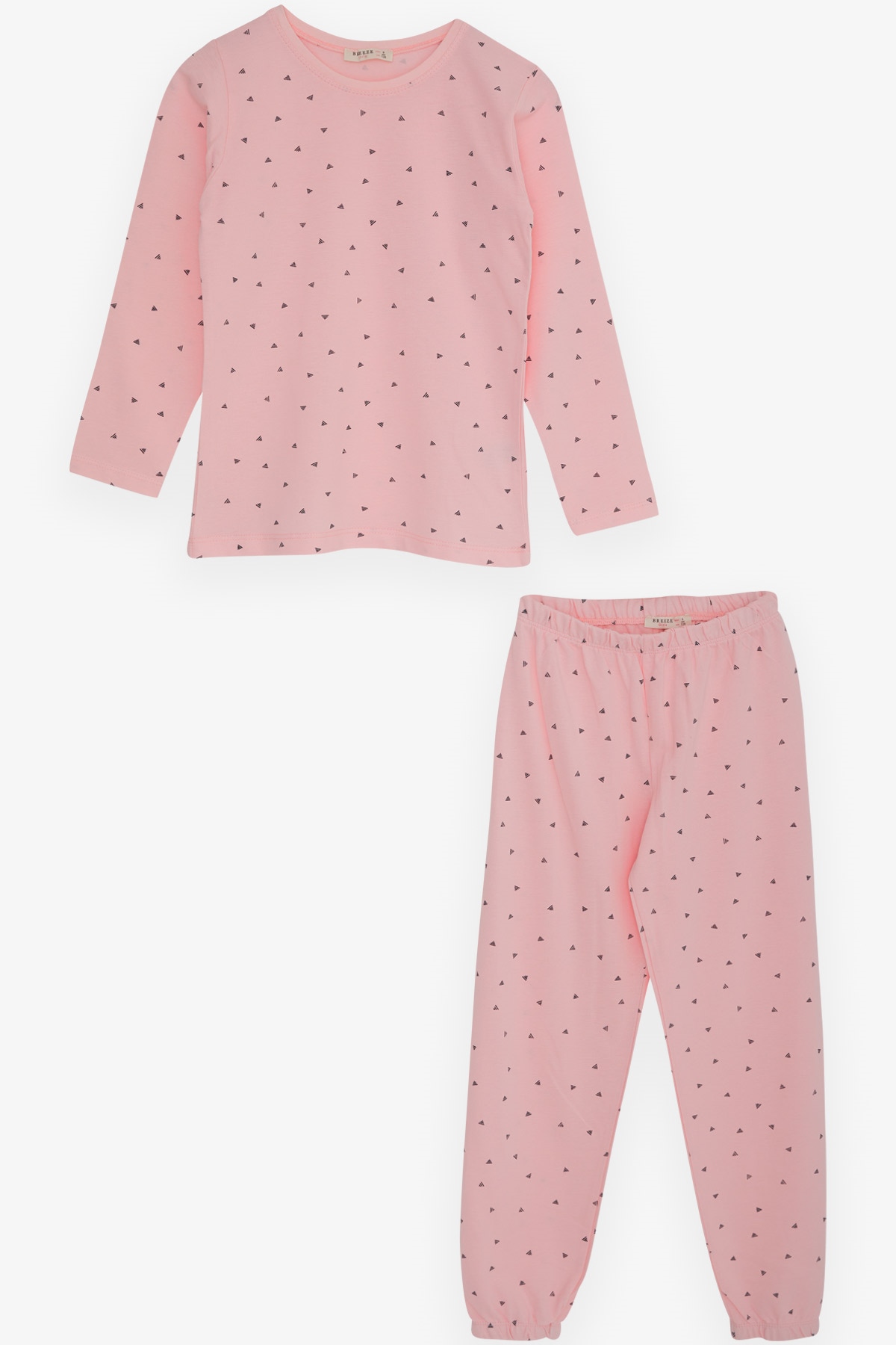 Breeze Kız Çocuk Pijama Takımı Piramit Desenli Pembe (4-8 Yaş)