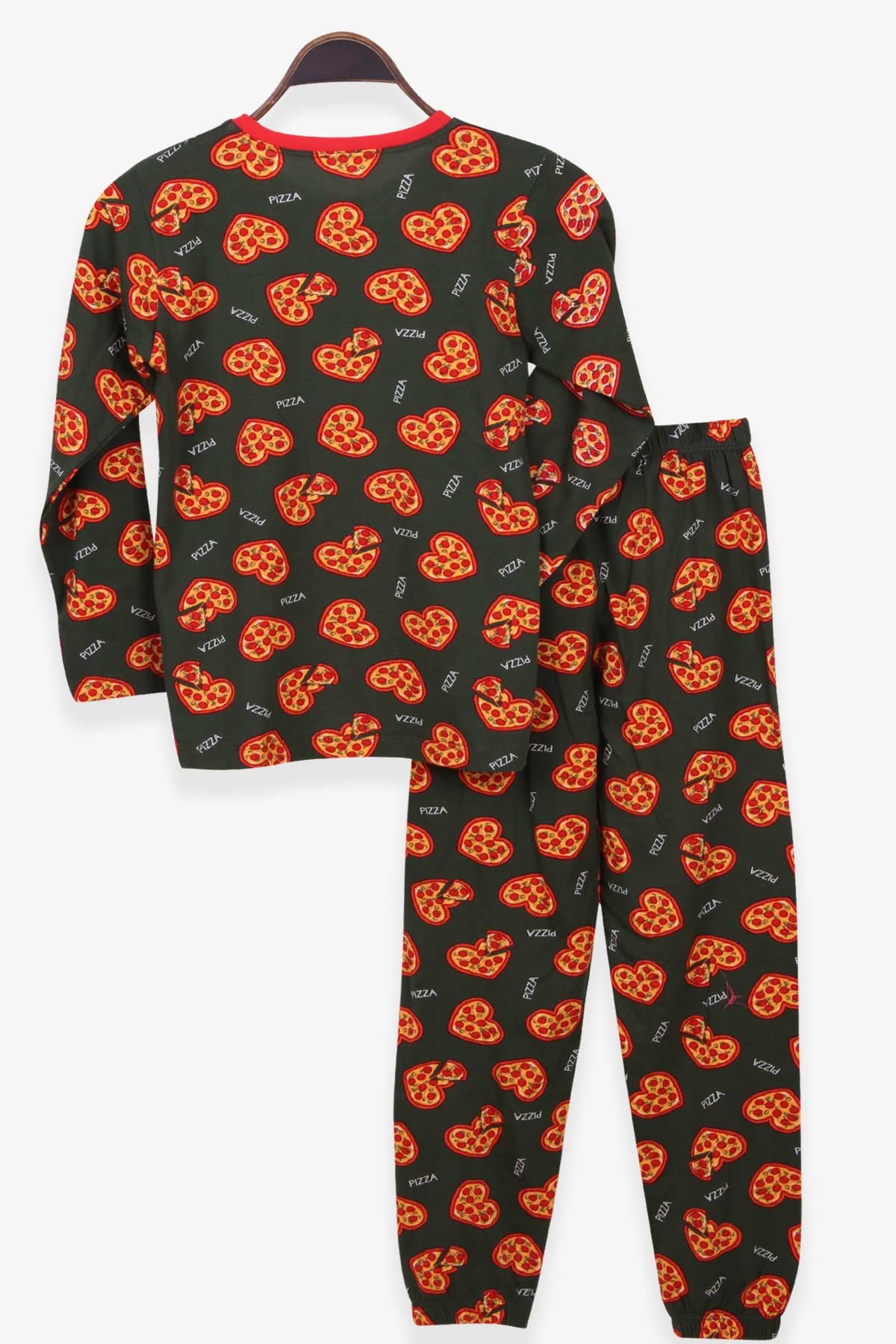 Breeze Kız Çocuk Pijama Takımı Pizza Desenli Yeşil (9-12 Yaş)
