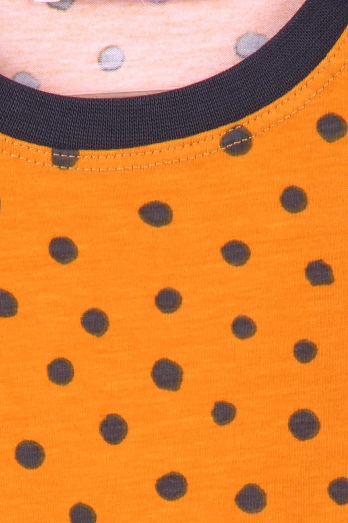Breeze Kız Çocuk Pijama Takımı Puantiyeli Hardal Sarı (4-8 Yaş)