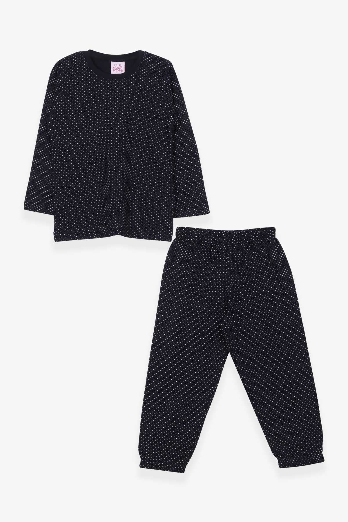 Breeze Kız Çocuk Pijama Takımı Puantiye Desenli Lacivert (4-8 Yaş)