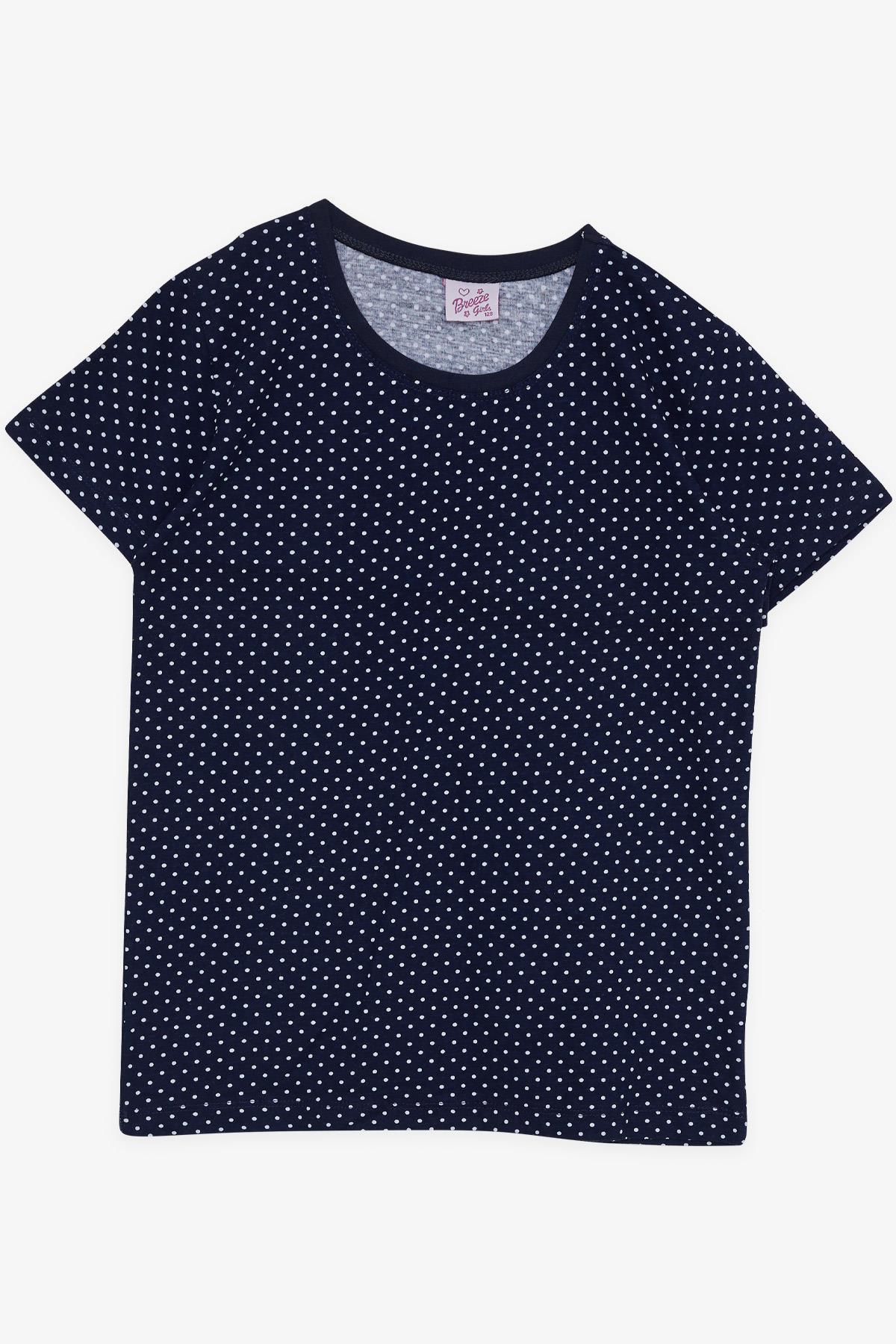 Breeze Kız Çocuk Pijama Takımı Puantiye Desenli Lacivert (4-8 Yaş)