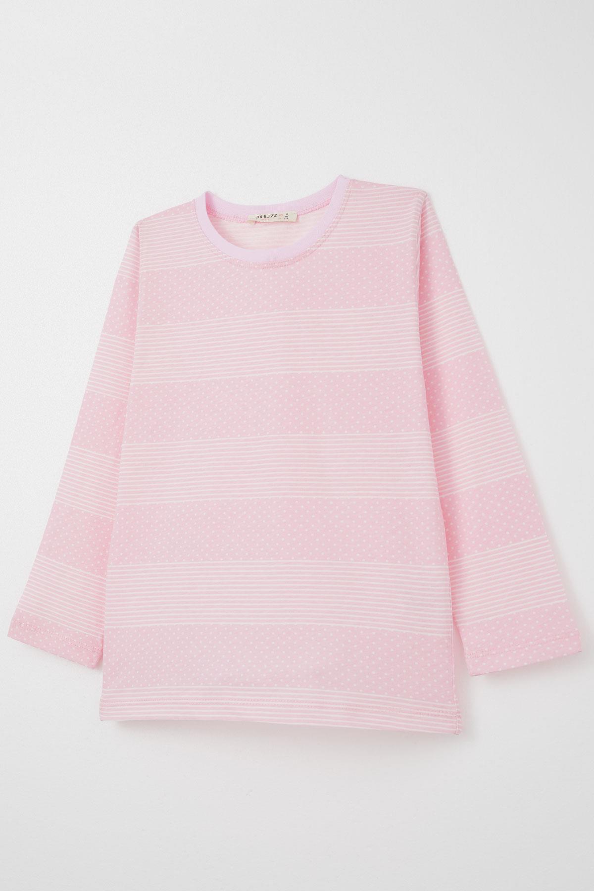 Breeze Kız Çocuk Pijama Takımı Puantiye Desenli Pembe (4-8 Yaş)