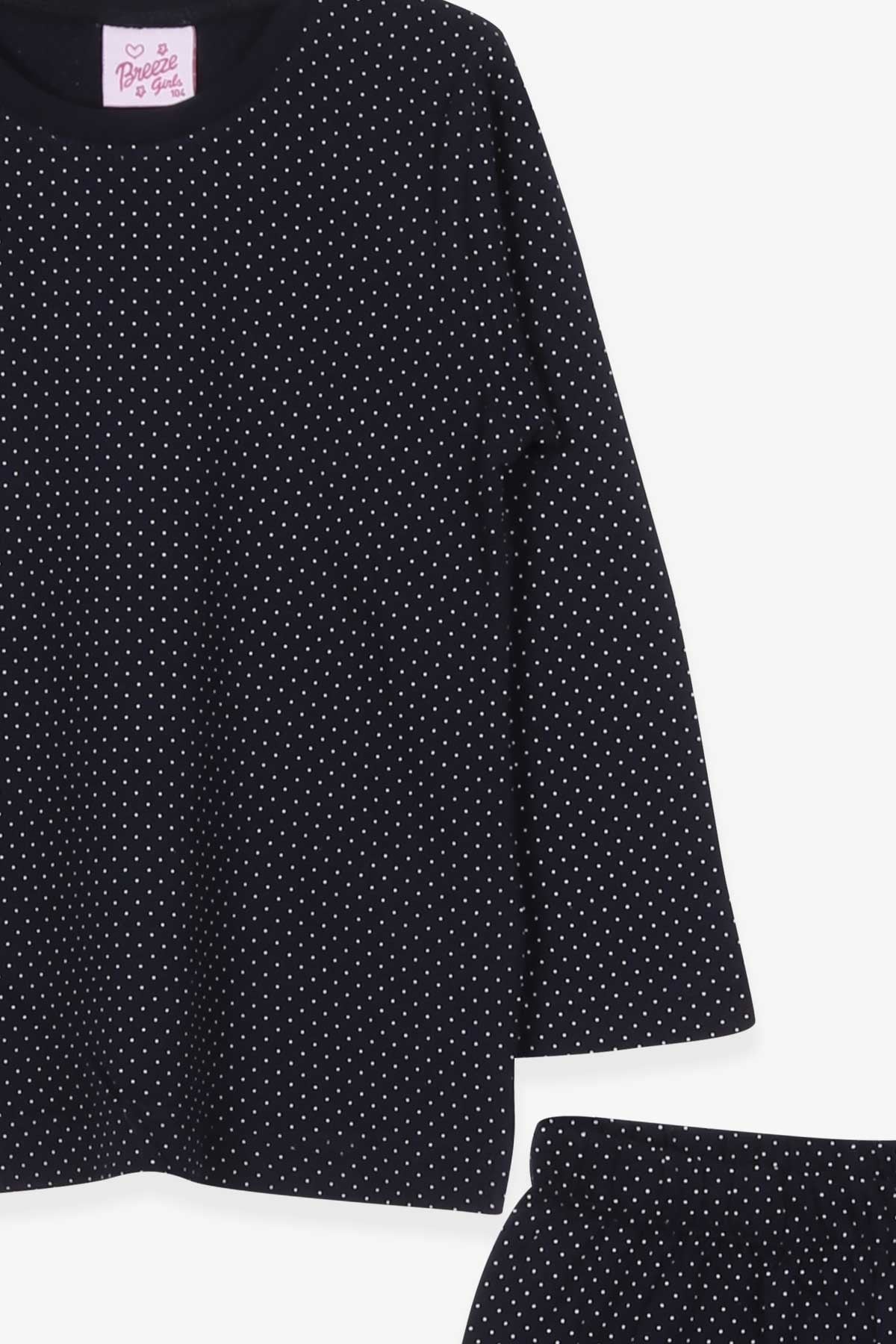Breeze Kız Çocuk Pijama Takımı Puantiye Desenli Lacivert (4-8 Yaş)