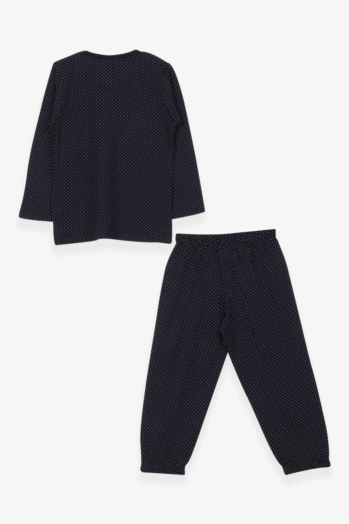 Breeze Kız Çocuk Pijama Takımı Puantiye Desenli Lacivert (4-8 Yaş)