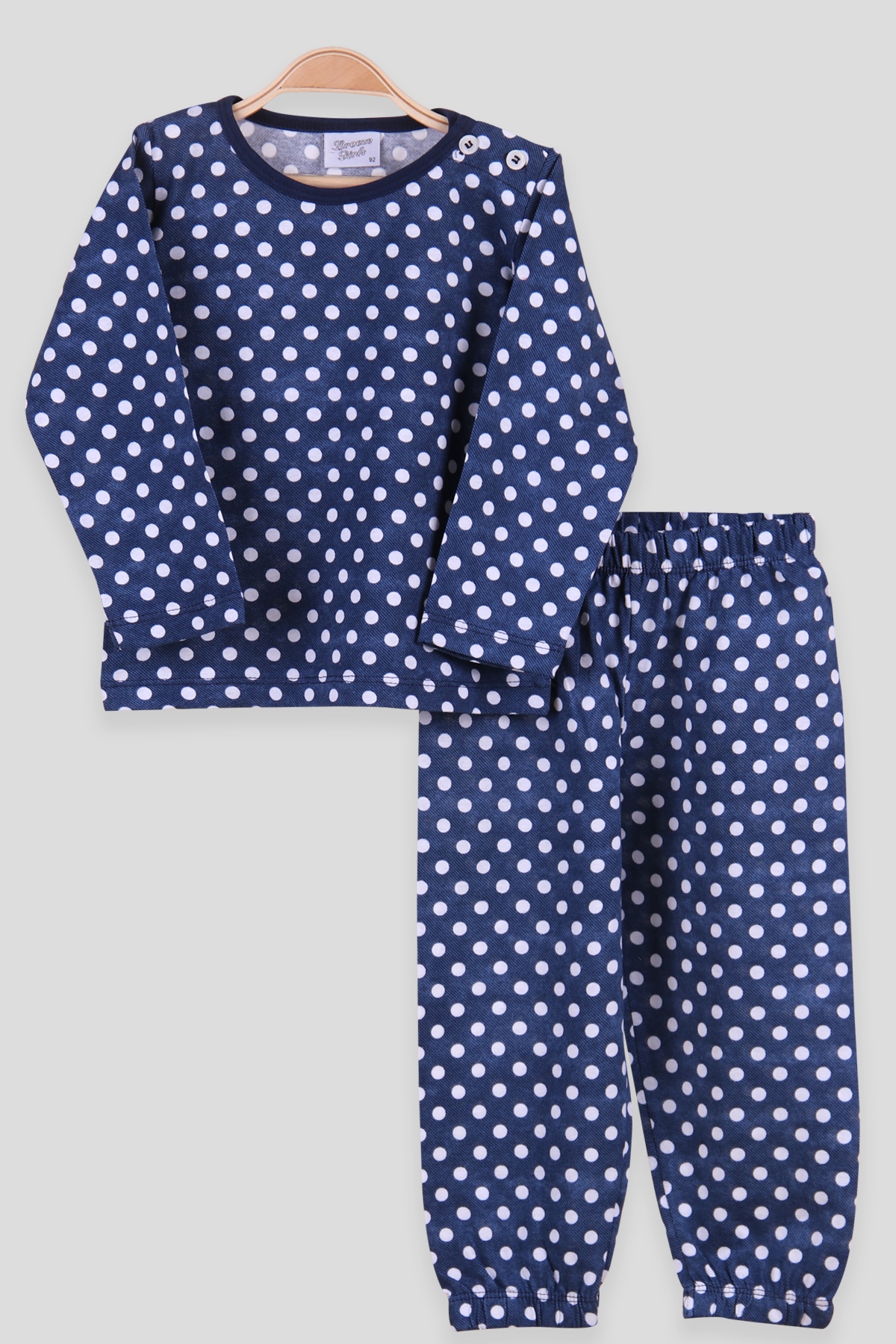 Breeze Kız Çocuk Pijama Takımı Puantiyeli Lacivert (2-6 Yaş)