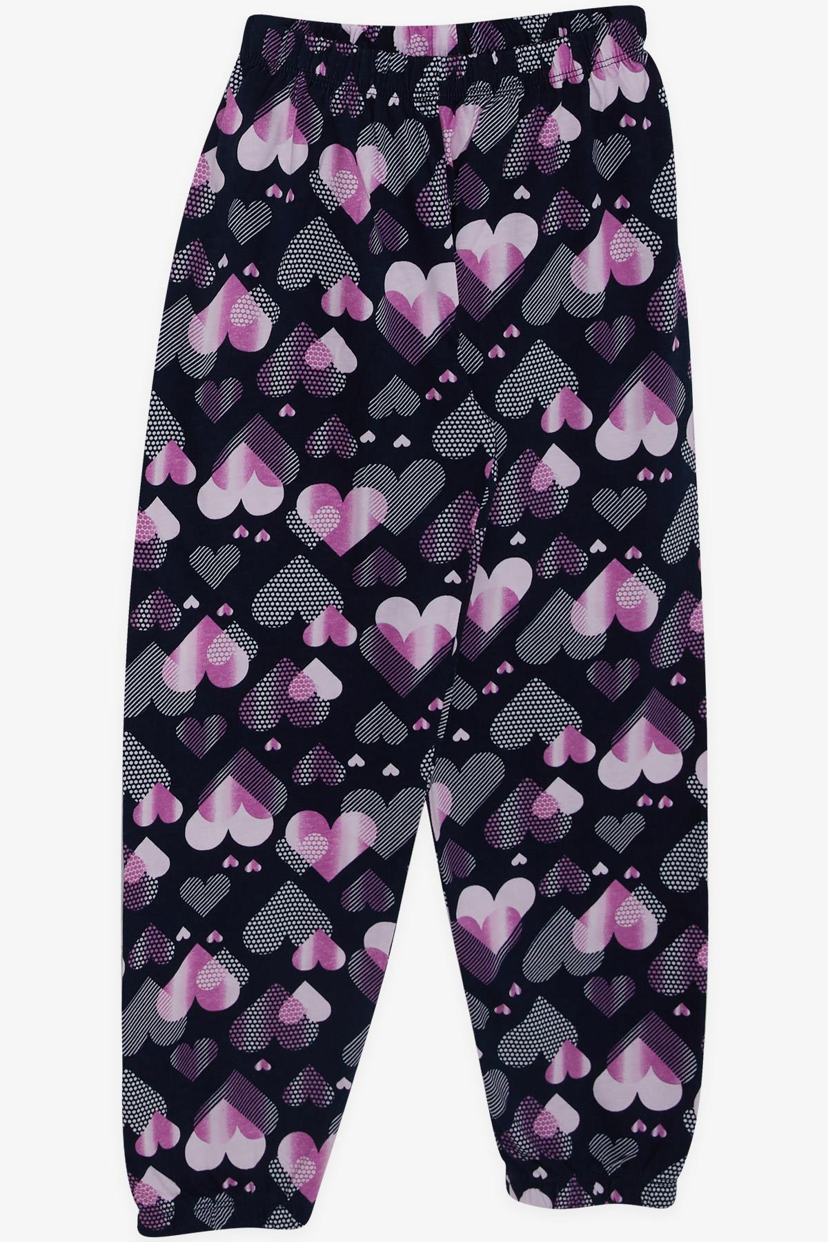 Breeze Kız Çocuk Pijama Takımı Renk Kalp Desenli Lacivert (4-8 Yaş)