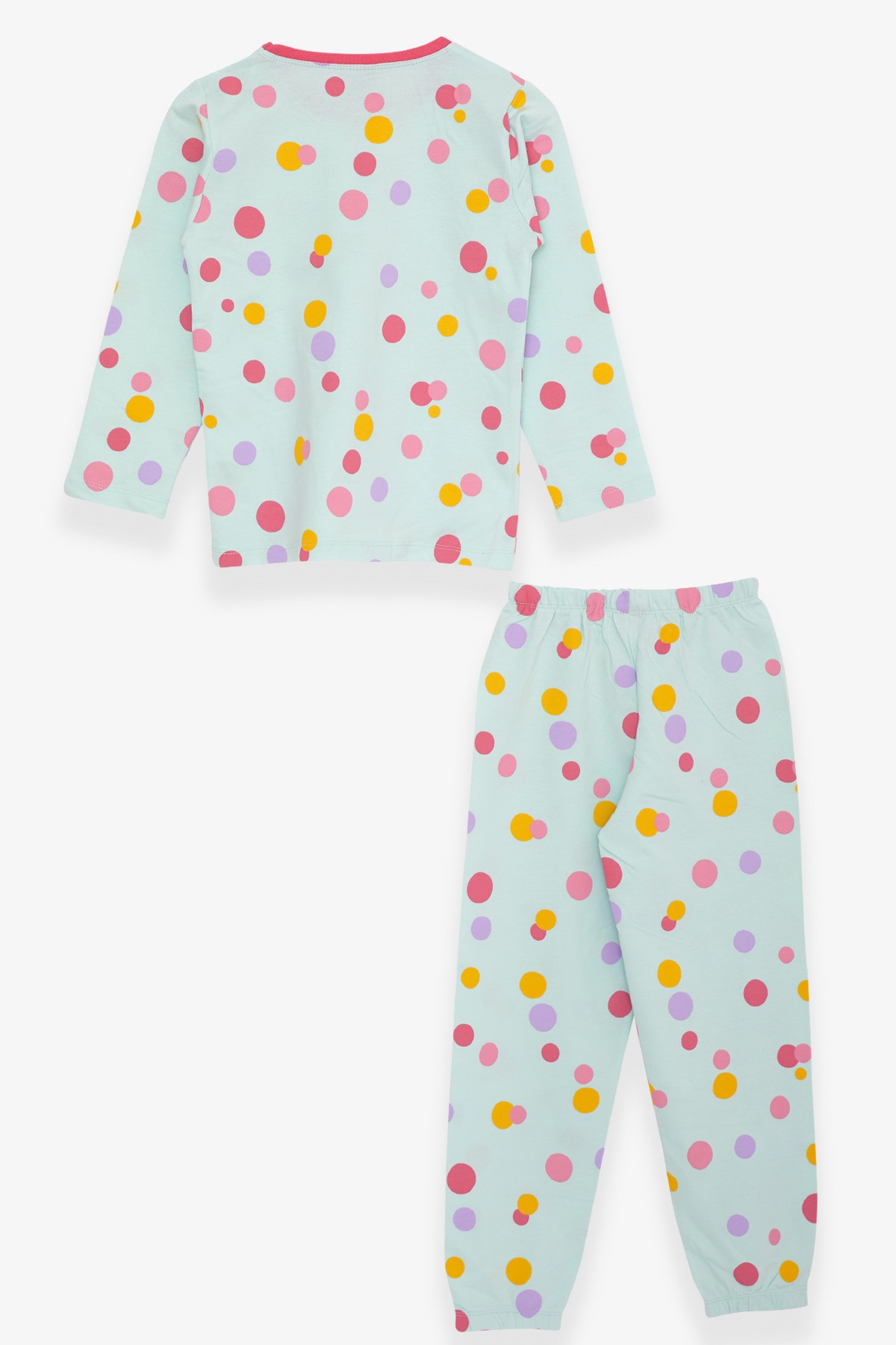 Breeze Kız Çocuk Pijama Takımı Renkli Puan Desenli Su Yeşili (4-8 Yaş)