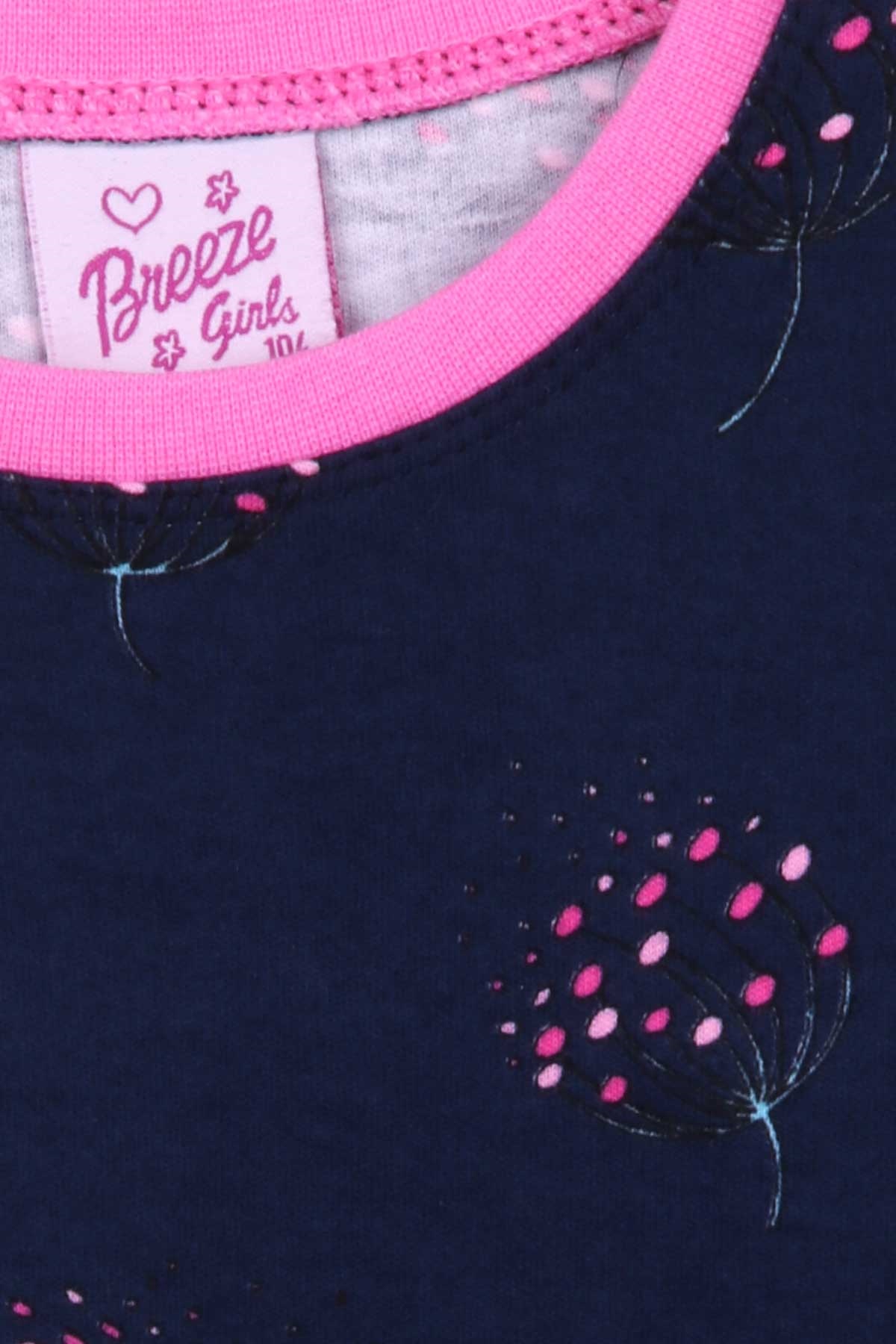Breeze Kız Çocuk Pijama Takımı Renkli Çicek Desenli (4-8 Yaş)