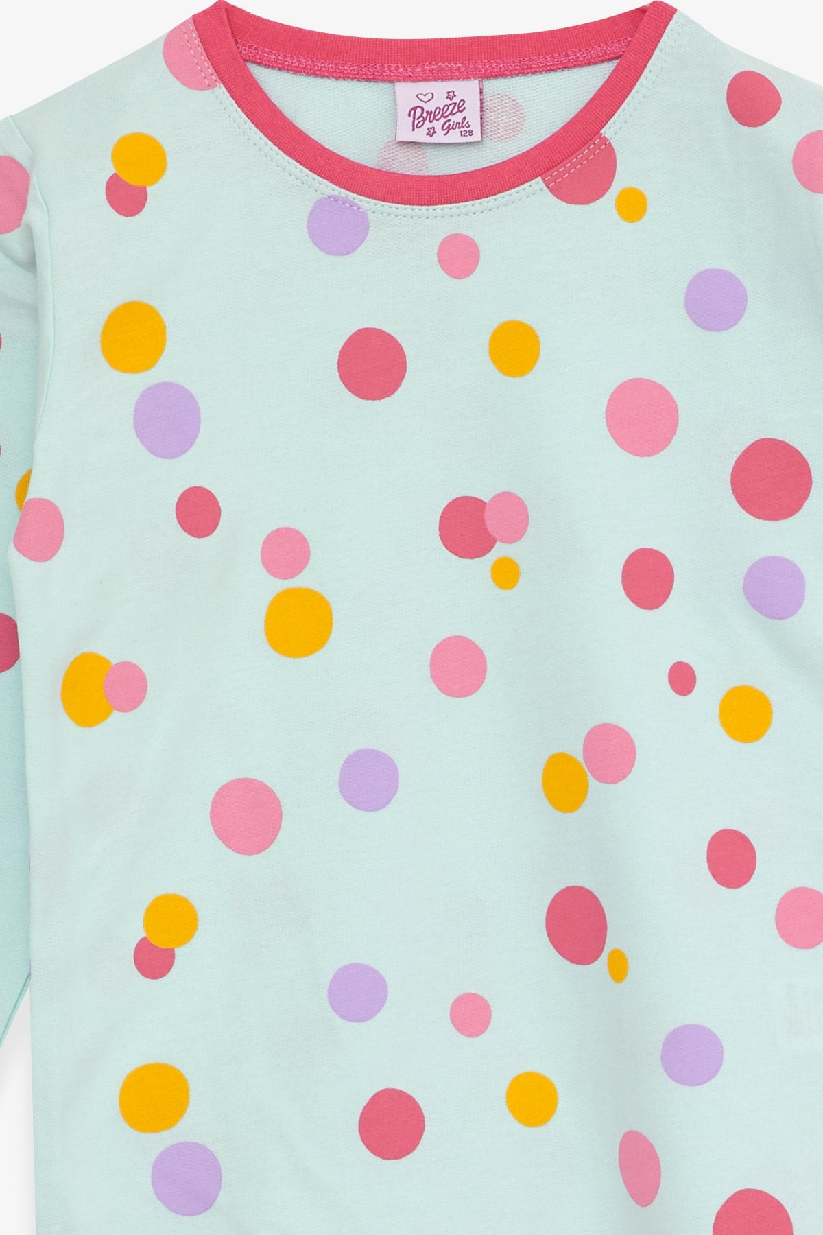 Breeze Kız Çocuk Pijama Takımı Renkli Puan Desenli Su Yeşili (4-8 Yaş)