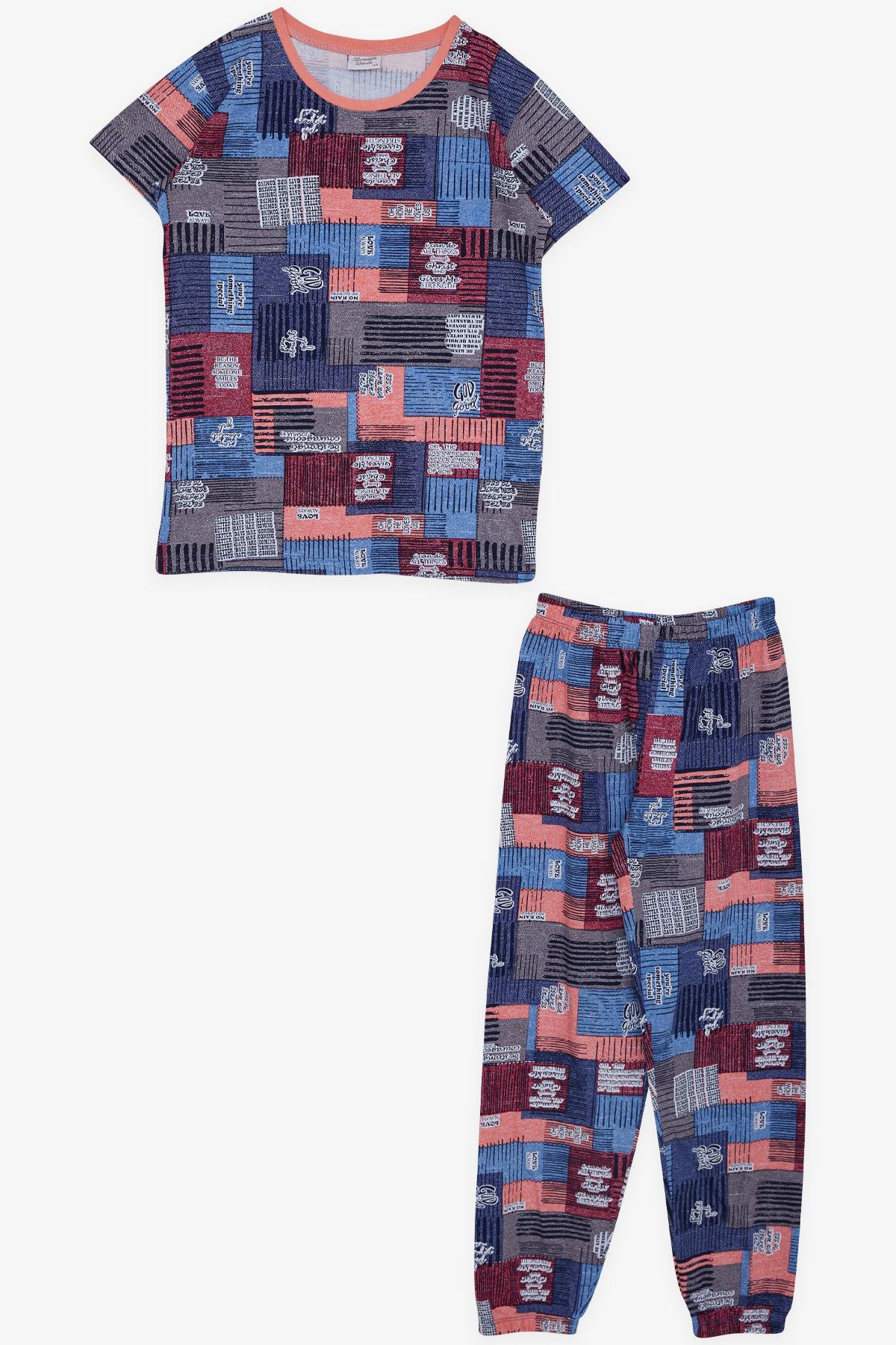 Breeze Kız Çocuk Pijama Takımı Renkli Yazı Desenli Karışık Renk (9-14 Yaş)