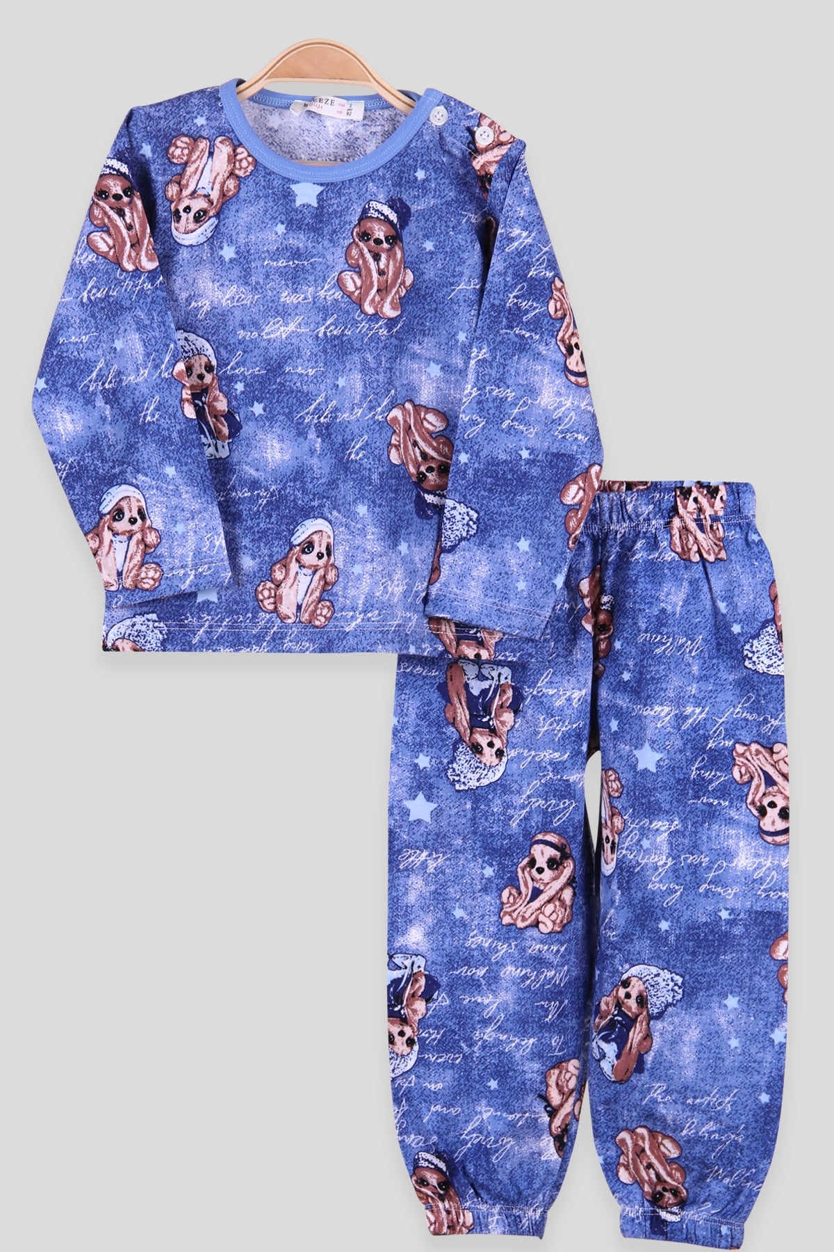 Breeze Kız Çocuk Pijama Takımı Şapkalı Köpek Mavi (2-6 Yaş)
