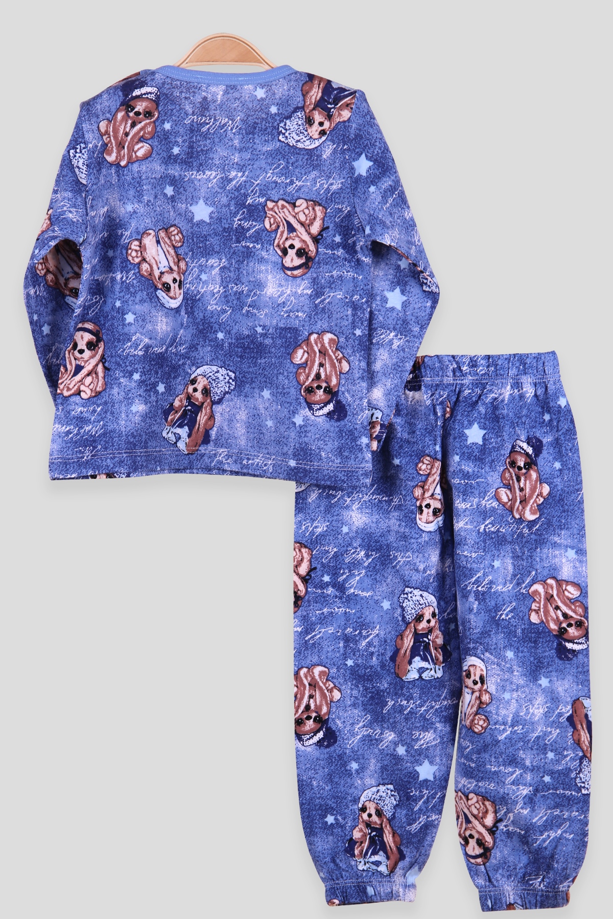 Breeze Kız Çocuk Pijama Takımı Şapkalı Köpek Mavi (2-6 Yaş)