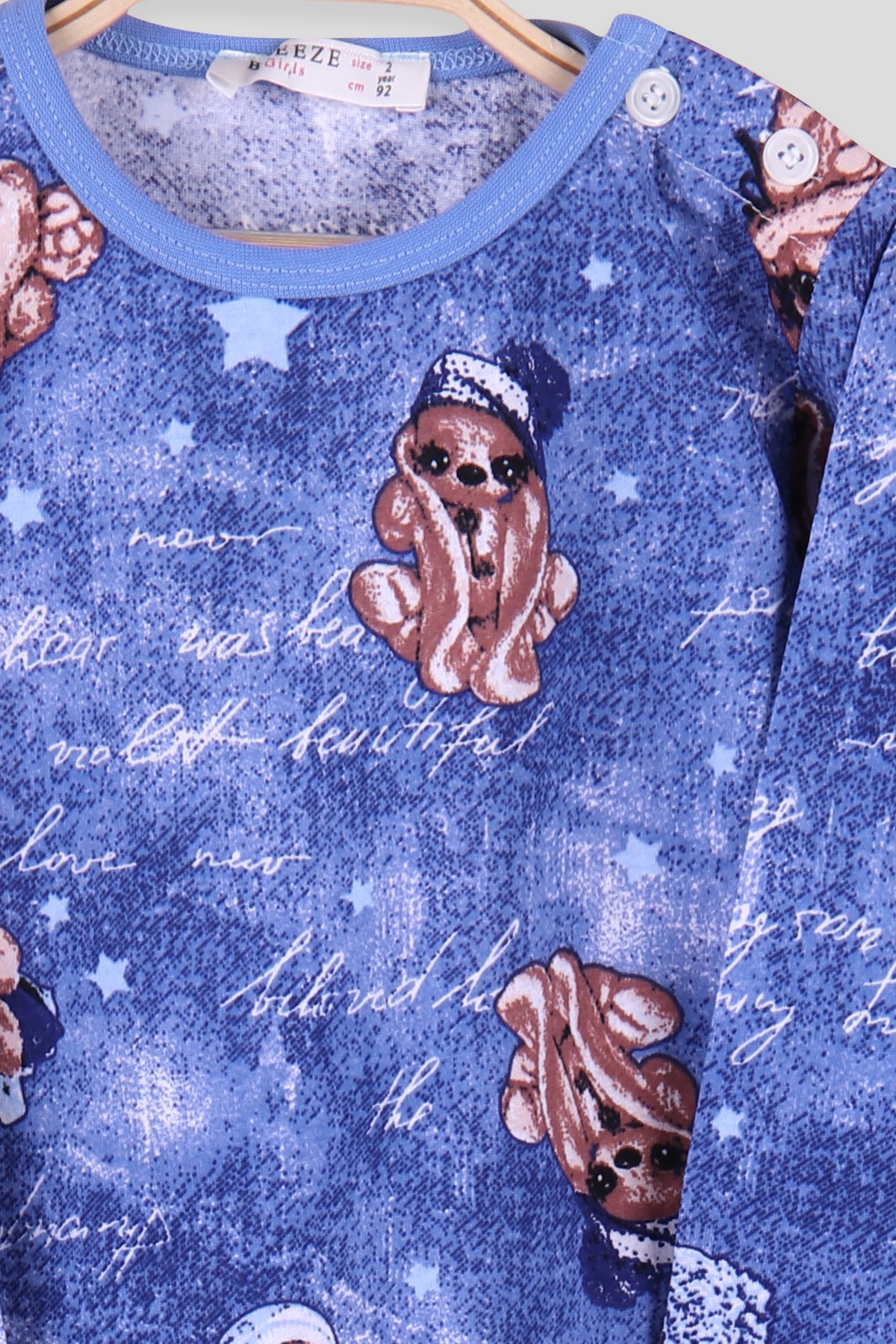 Breeze Kız Çocuk Pijama Takımı Şapkalı Köpek Mavi (2-6 Yaş)