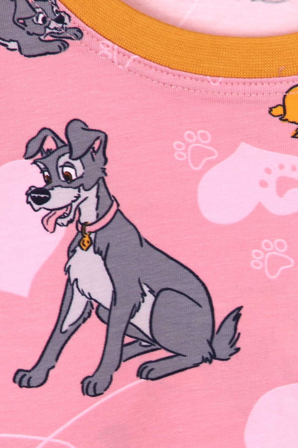 Breeze Kız Çocuk Pijama Takımı Sevimli Köpekli Pudra (4-8 Yaş)