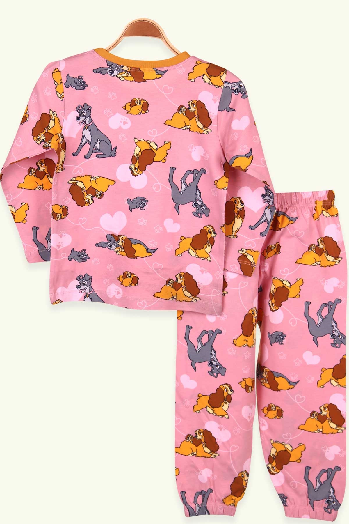 Breeze Kız Çocuk Pijama Takımı Sevimli Köpekli Pudra (4-8 Yaş)