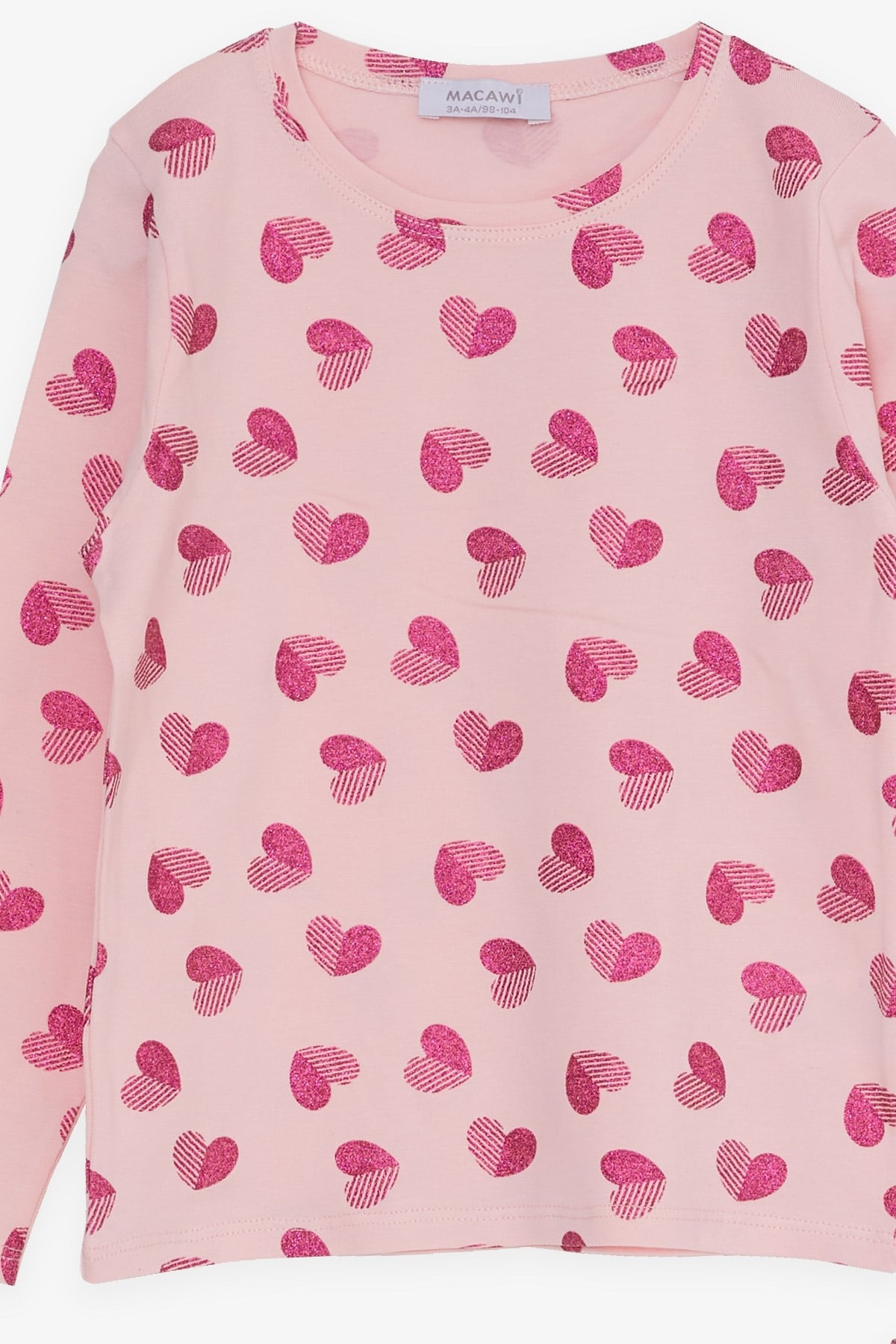 Breeze Kız Çocuk Pijama Takımı Simli Kalp Baskılı Pembe (3-7 Yaş)