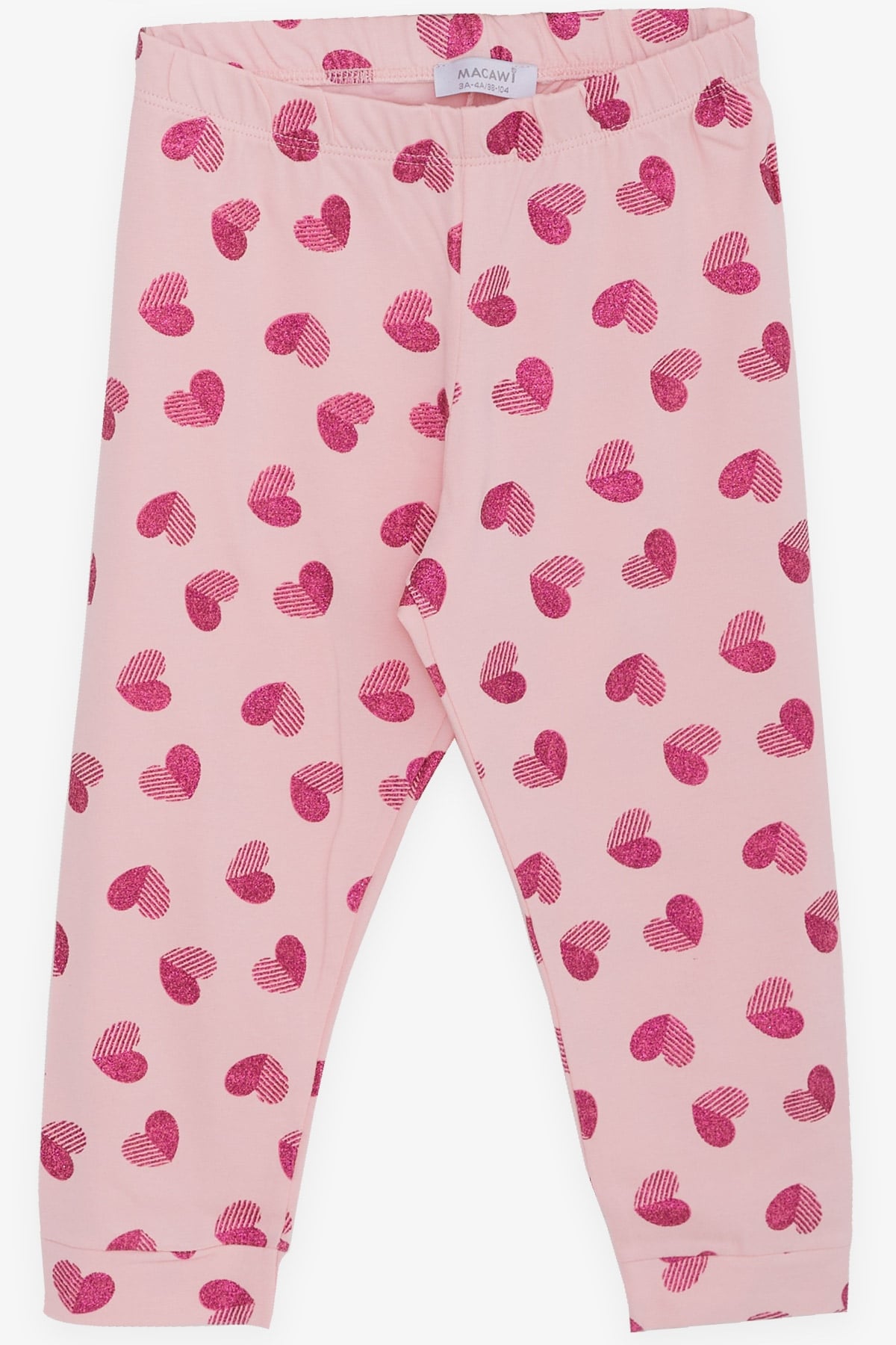 Breeze Kız Çocuk Pijama Takımı Simli Kalp Baskılı Pembe (3-7 Yaş)