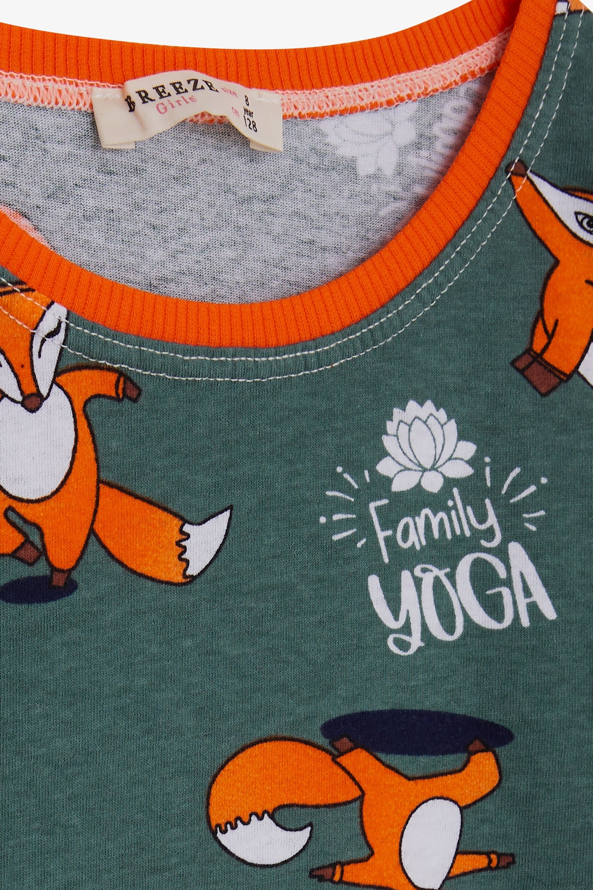 Breeze Kız Çocuk Pijama Takımı Sportif Tilkicik Yeşil (4-8 Yaş)