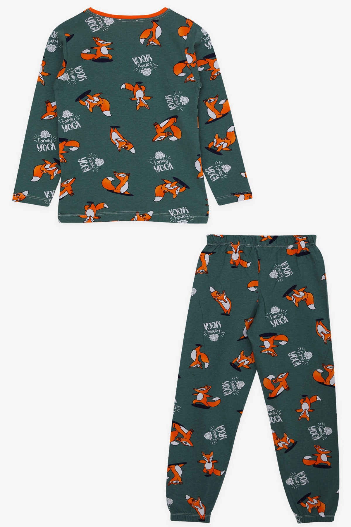 Breeze Kız Çocuk Pijama Takımı Sportif Tilkicik Yeşil (4-8 Yaş)