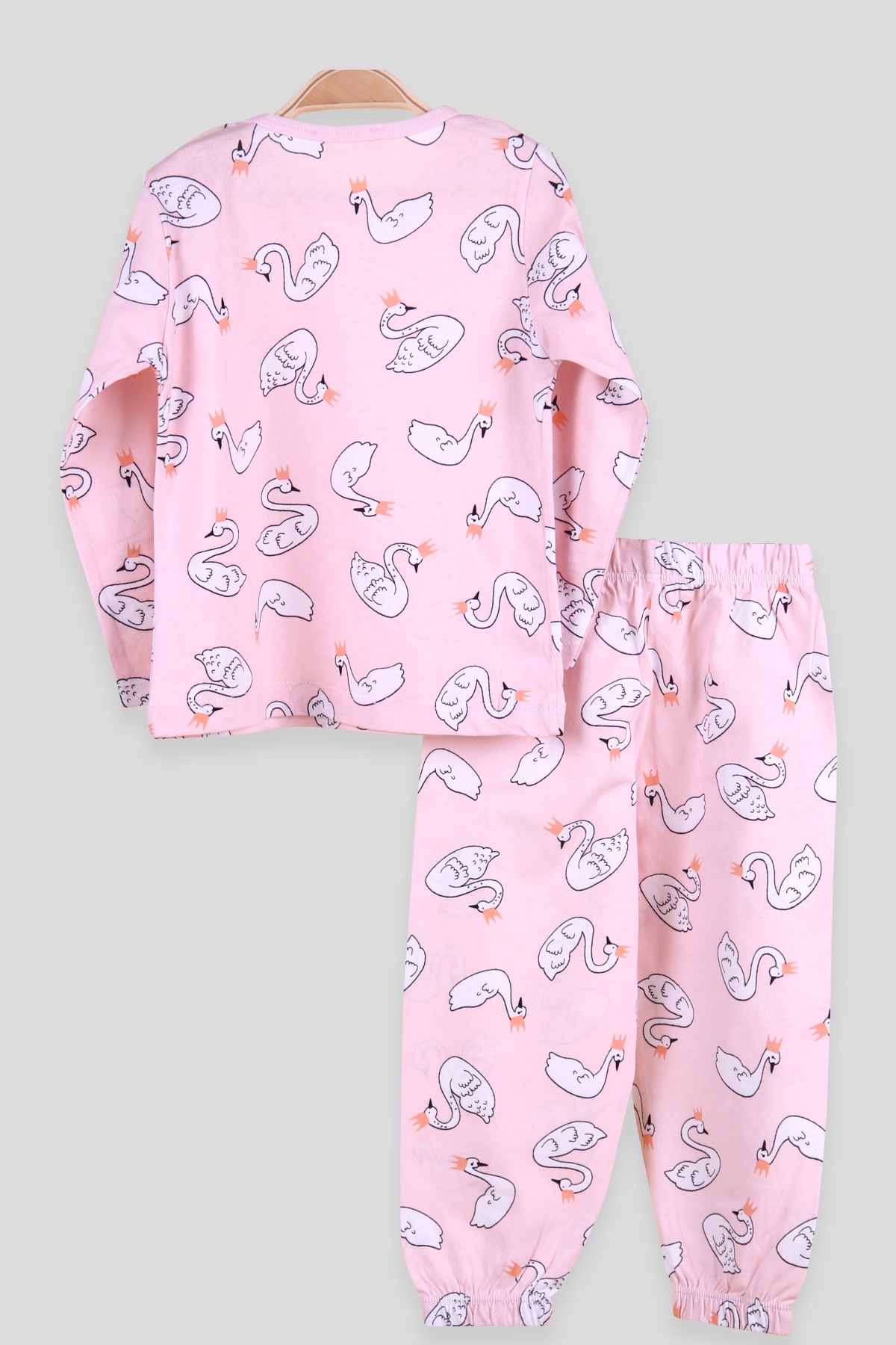Breeze Kız Çocuk Pijama Takımı Taçlı Kuğu Pudra (2-6 Yaş)