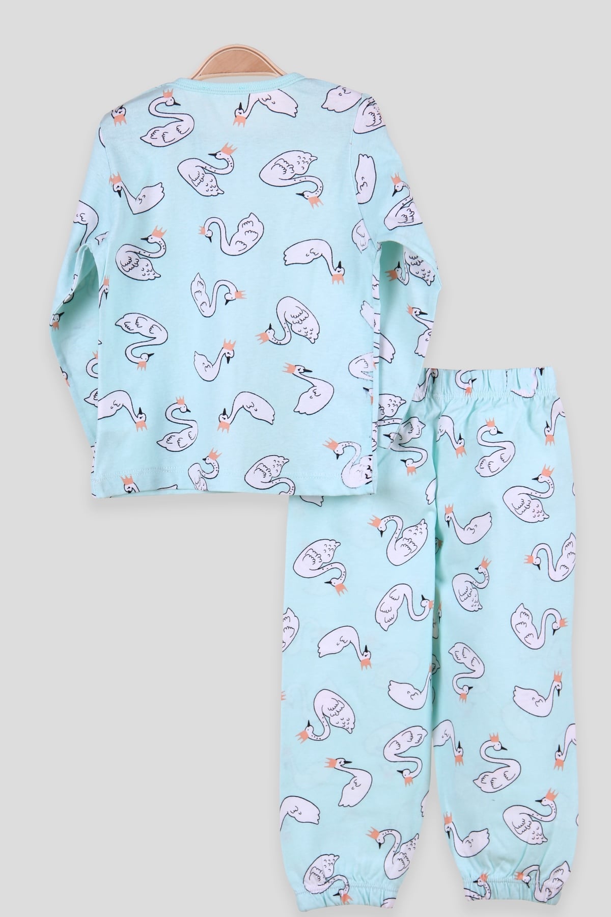 Breeze Kız Çocuk Pijama Takımı Taçlı Kuğu Yeşil (2-6 Yaş)
