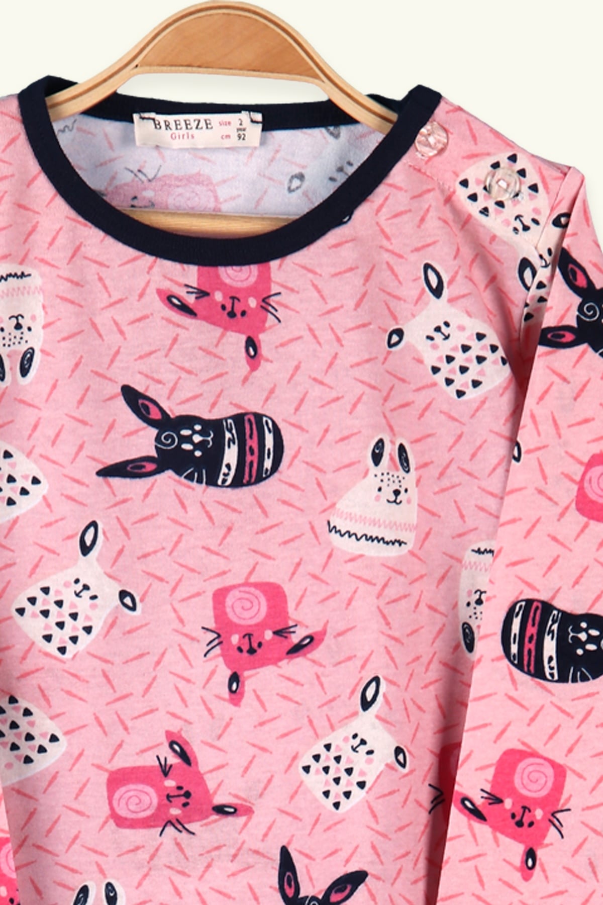 Breeze Kız Çocuk Pijama Takımı Tavşan Desenli Pembe (2-6 Yaş)