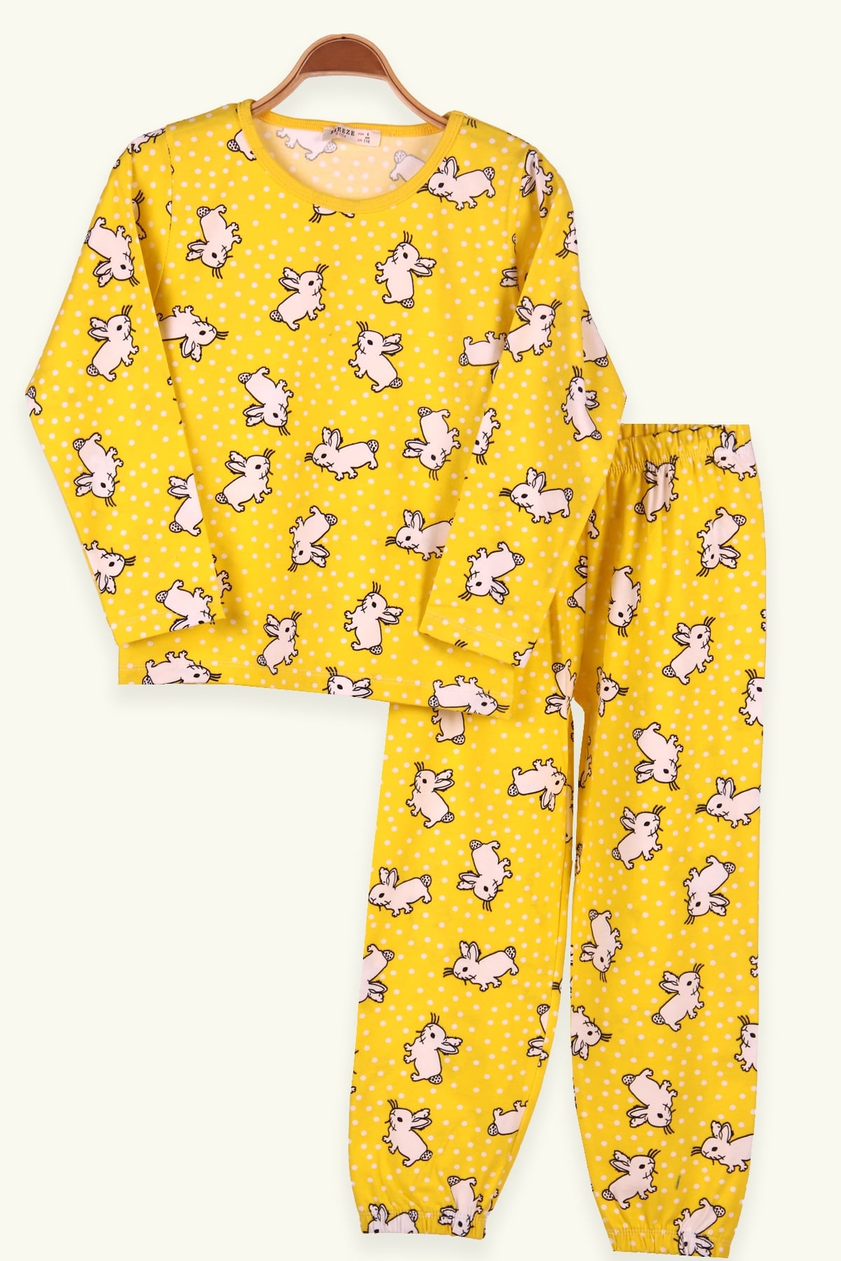 Breeze Kız Çocuk Pijama Takımı Tavşanlı Sarı (6-10 Yaş)