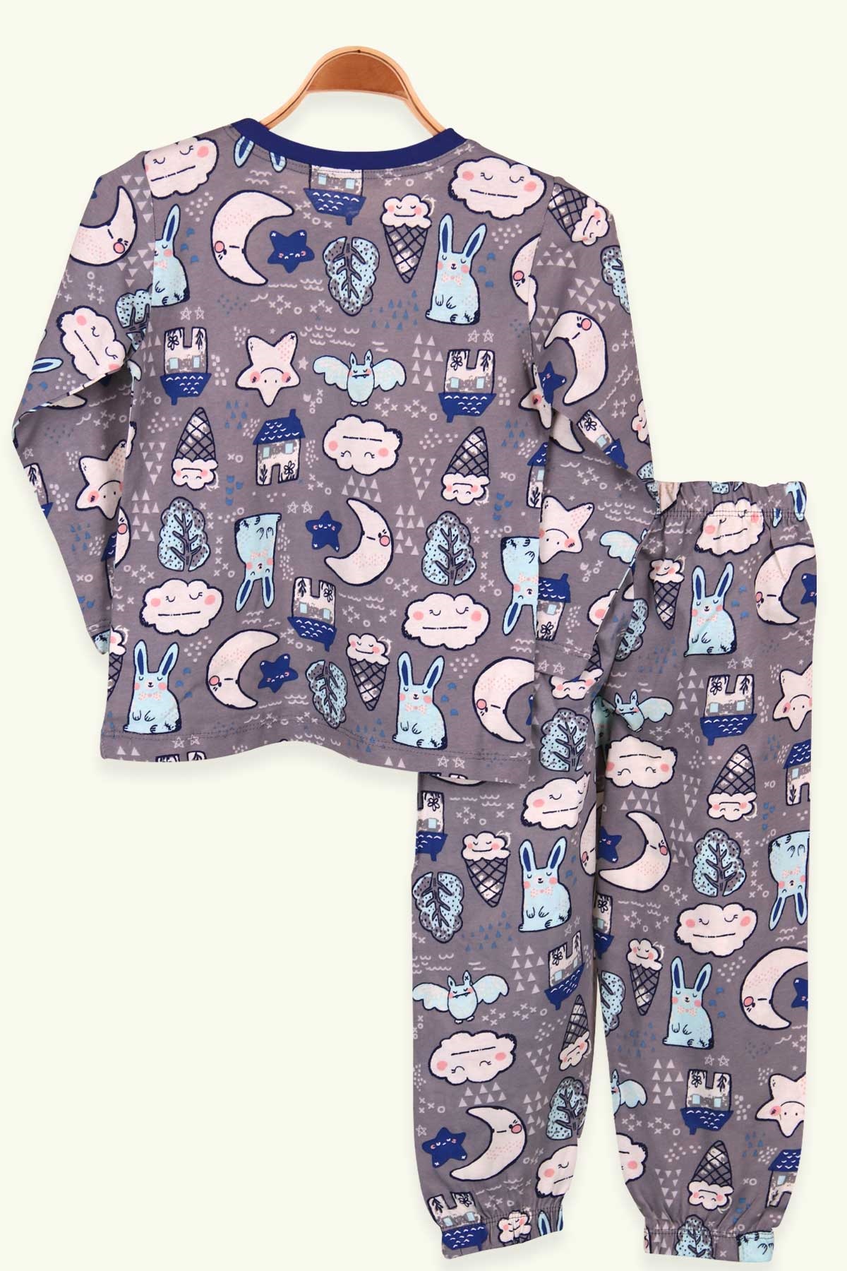Breeze Kız Çocuk Pijama Takımı Tavşanlı Lacivert (4-8 Yaş)