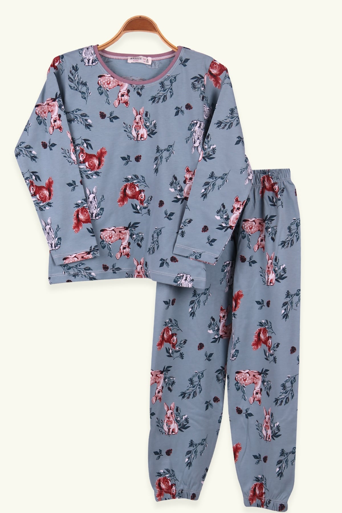 Breeze Kız Çocuk Pijama Takımı Tavşanlı Mint Yeşili (6-10 Yaş)