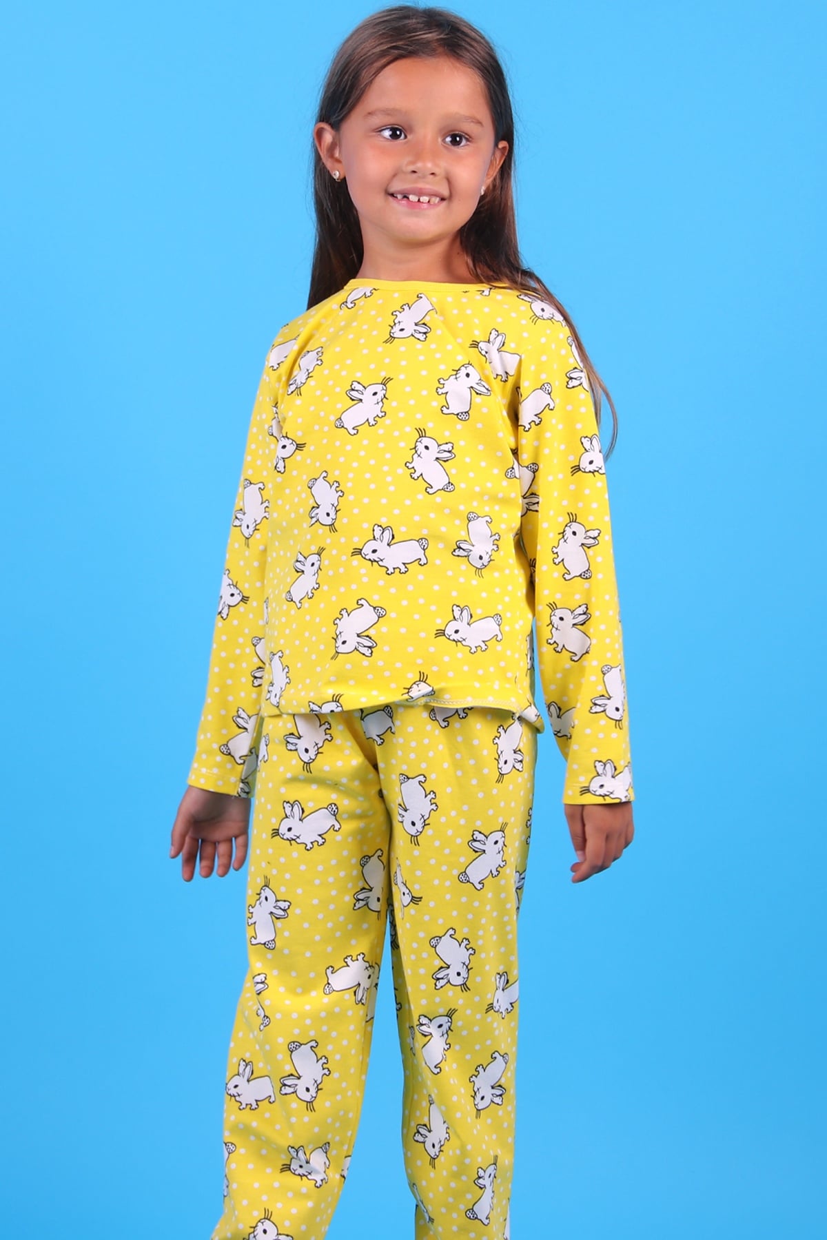 Breeze Kız Çocuk Pijama Takımı Tavşanlı Sarı (6-10 Yaş)
