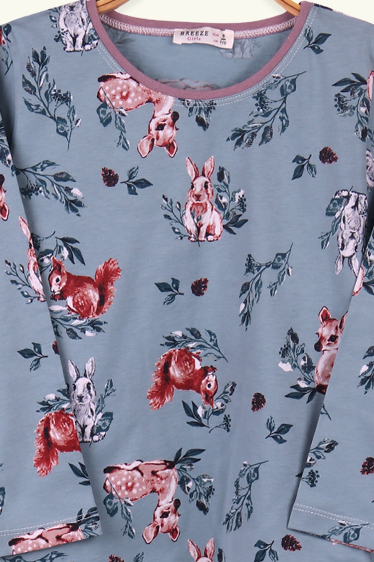 Breeze Kız Çocuk Pijama Takımı Tavşanlı Mint Yeşili (6-10 Yaş)