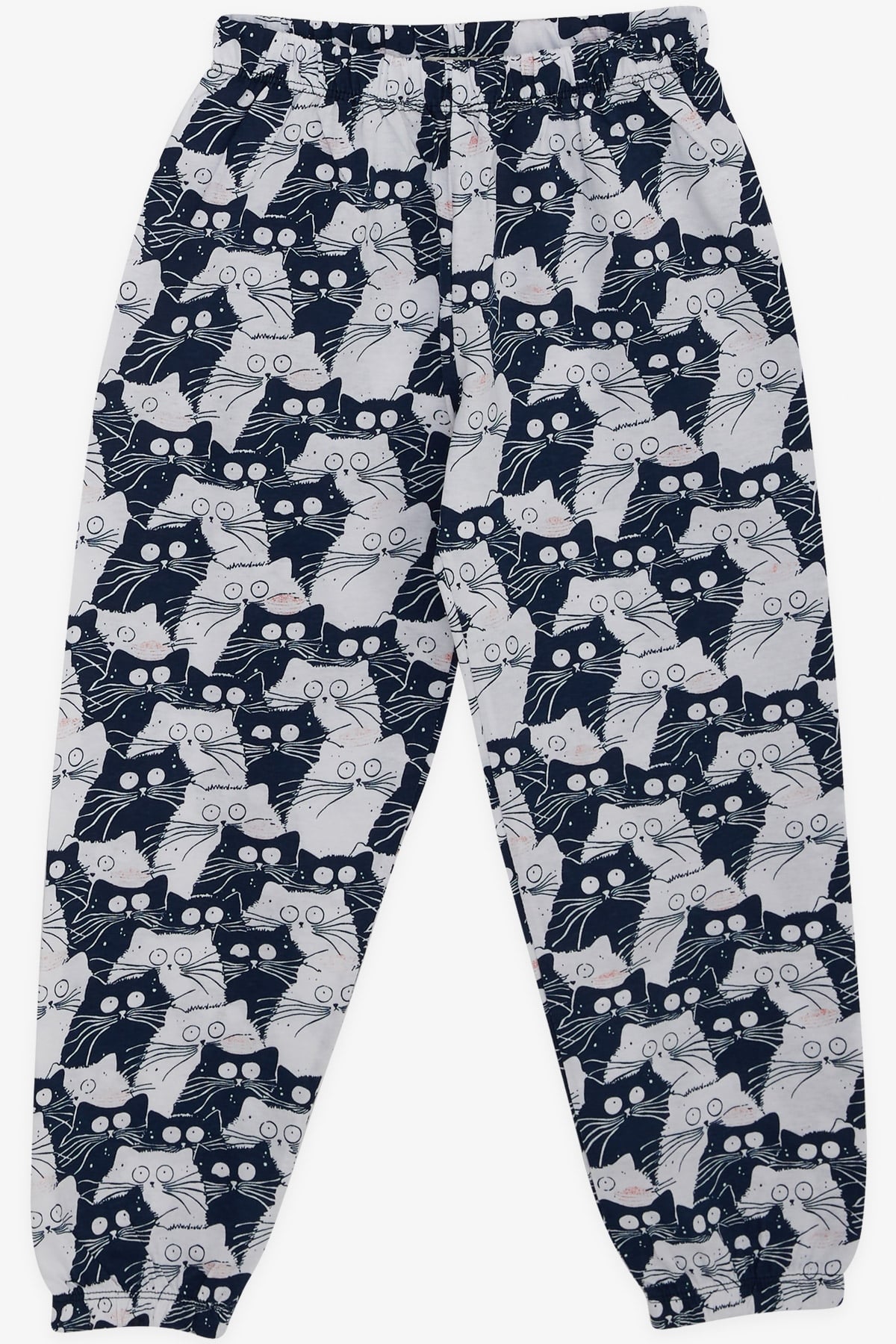 Breeze Kız Çocuk Pijama Takımı Tedirgin Kedicik Desenli Karışık Renk (4-8 Yaş)