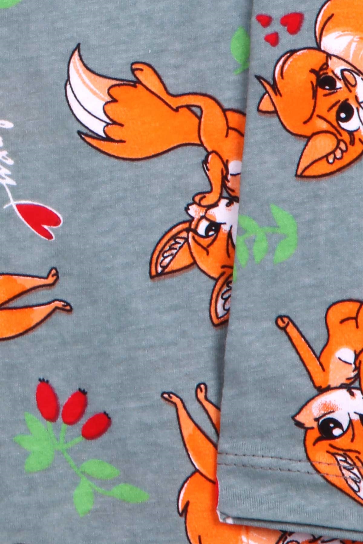Breeze Kız Çocuk Pijama Takımı Tilkicik Desenli Mint Yeşili (9-12 Yaş)